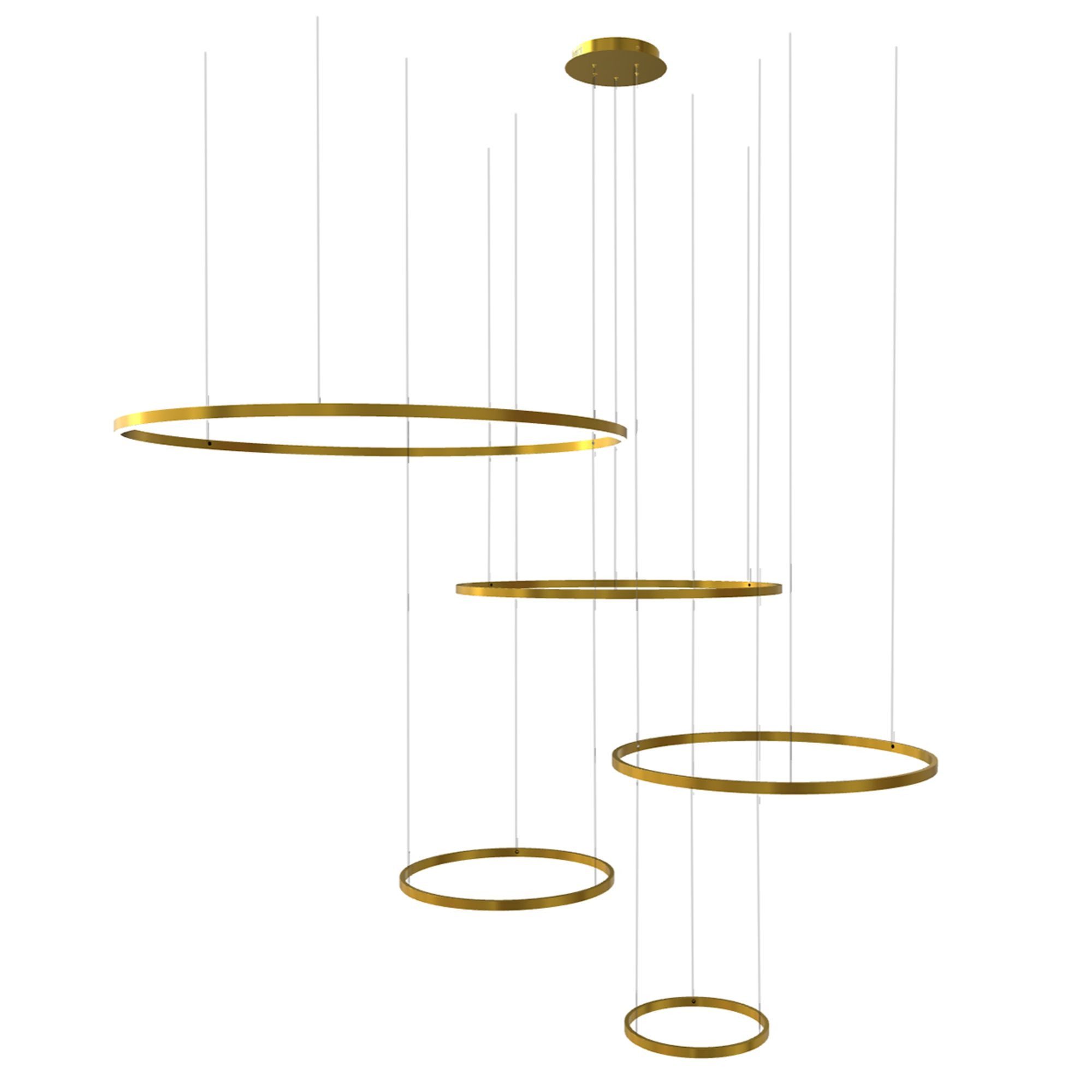 s.luce Pendelleuchte LED 5er-Ring Hängeleuchten Kombination Exzentrisch Gold, Warmweiß