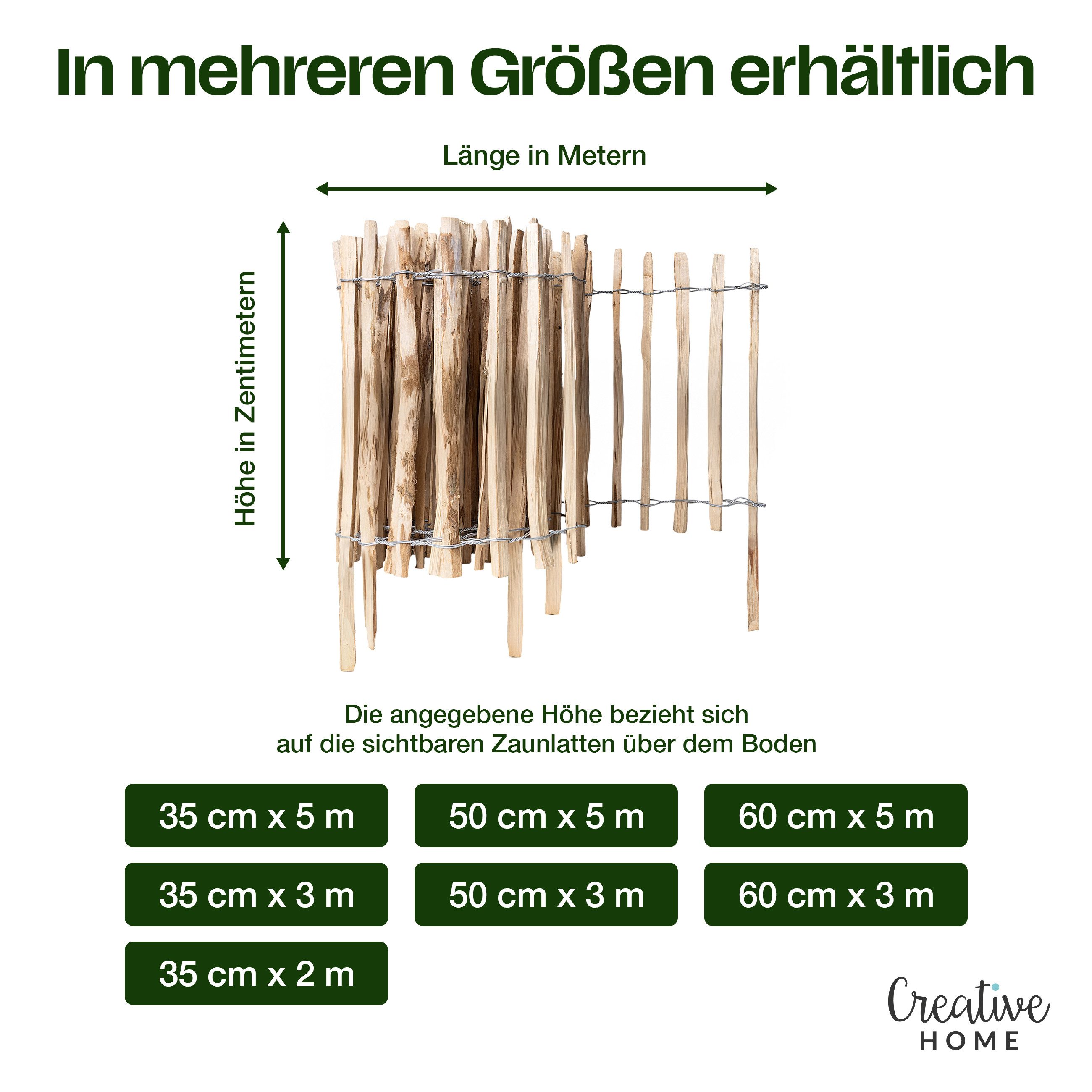 Creative Home Staketenzaun Staketenzaun Haselnusszaun, Rollzaun, Lattenabstand 3-4 cm