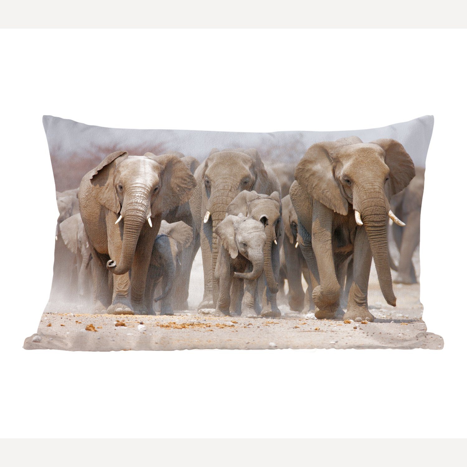 MuchoWow Dekokissen Elefanten - Stoff - Natur, Wohzimmer Dekoration, Zierkissen, Dekokissen mit Füllung, Schlafzimmer