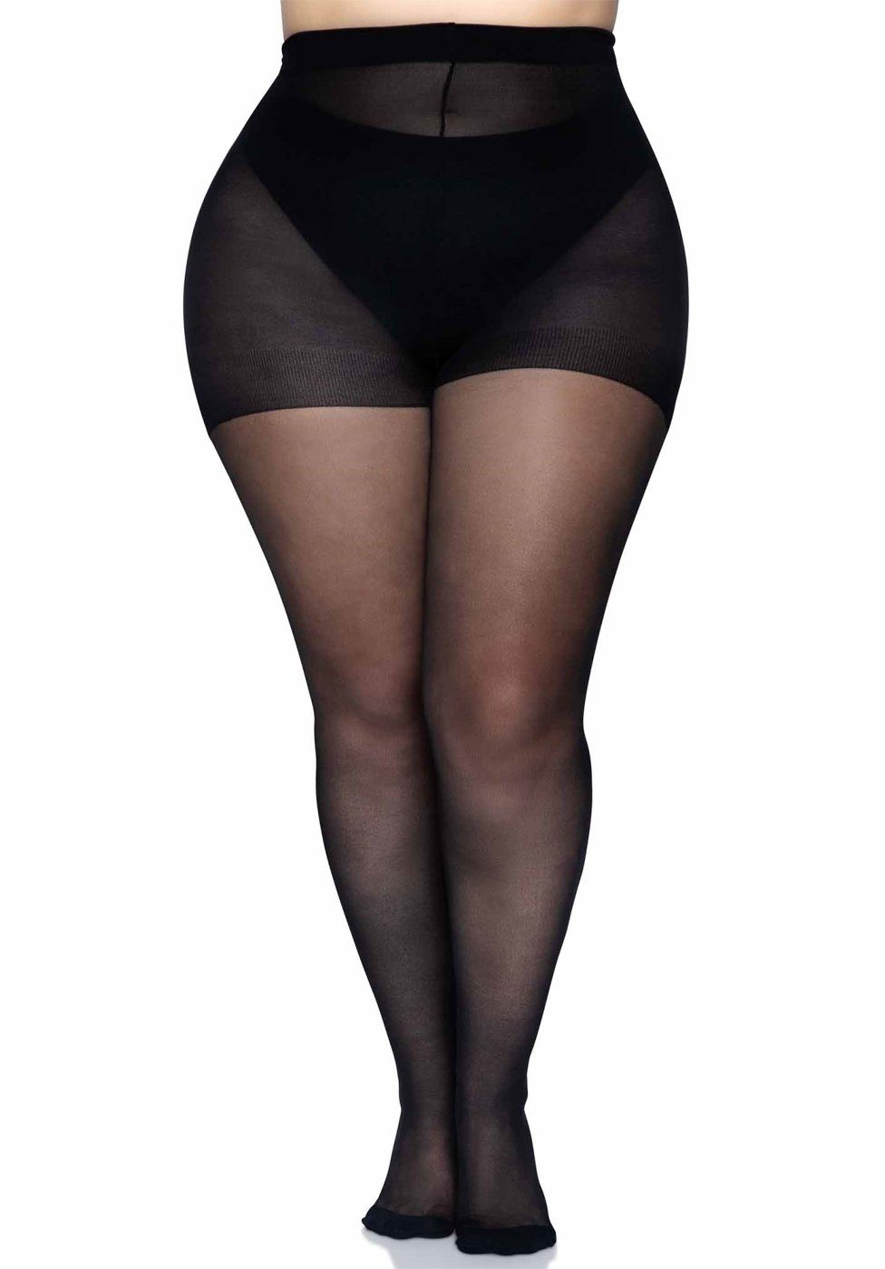 Leg Avenue Strumpfhose Strumpfhose mit Naht Plus Size - schwarz (1 St) transparenter und elastischer Stoff