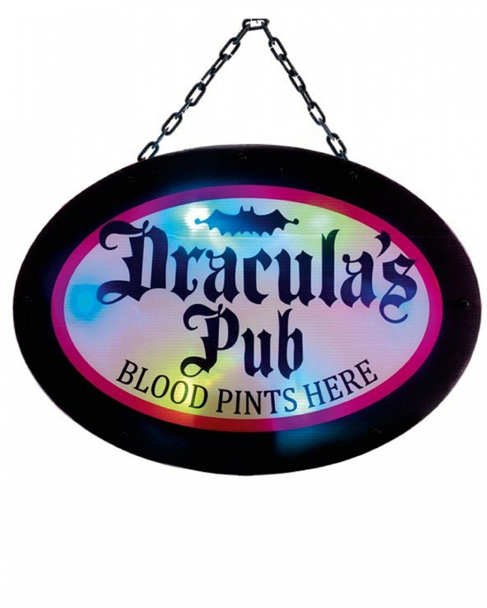 Horror-Shop Pub mit Hängedekoration LED Draculas Beleuchtung Wirtshausschild