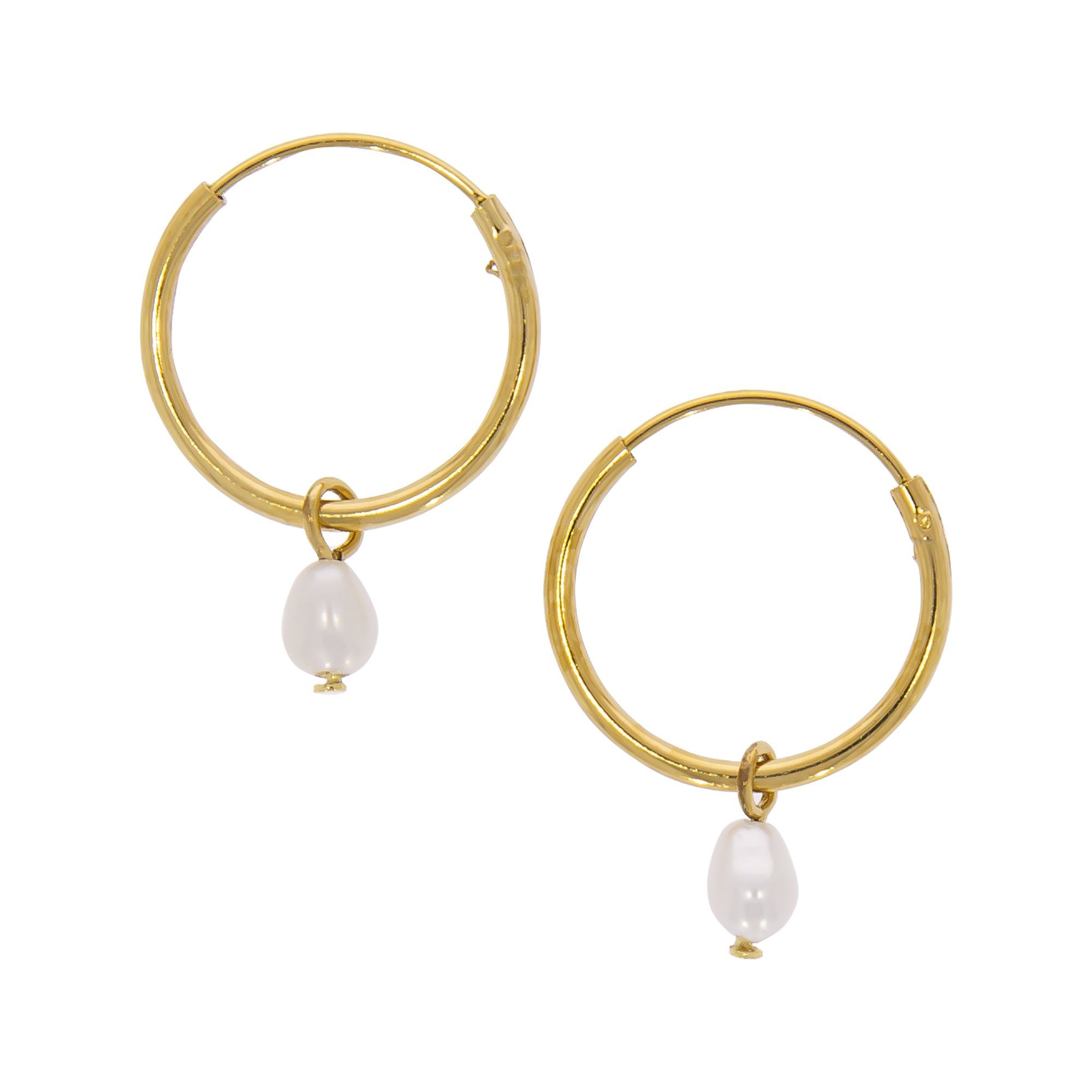 Zeeme Paar Creolen Silber 925 vergoldet mit weißen Perlen 3x5mm günstig online kaufen