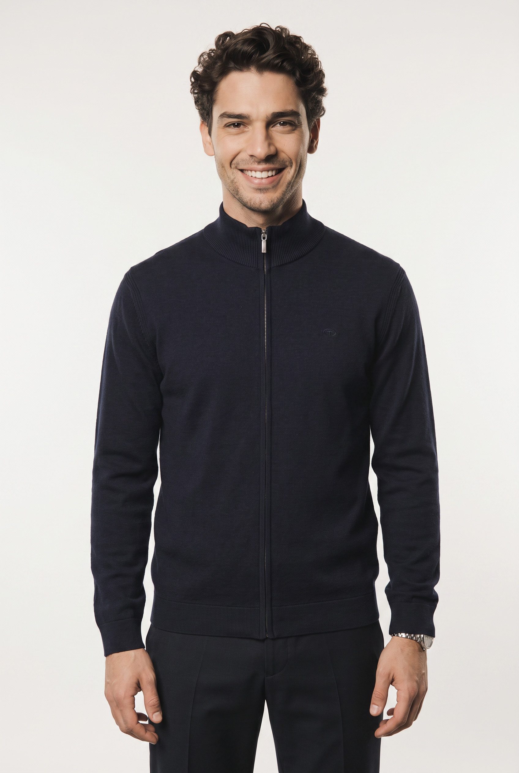 TOM TAILOR Strickjacke mit Logo Stickerei