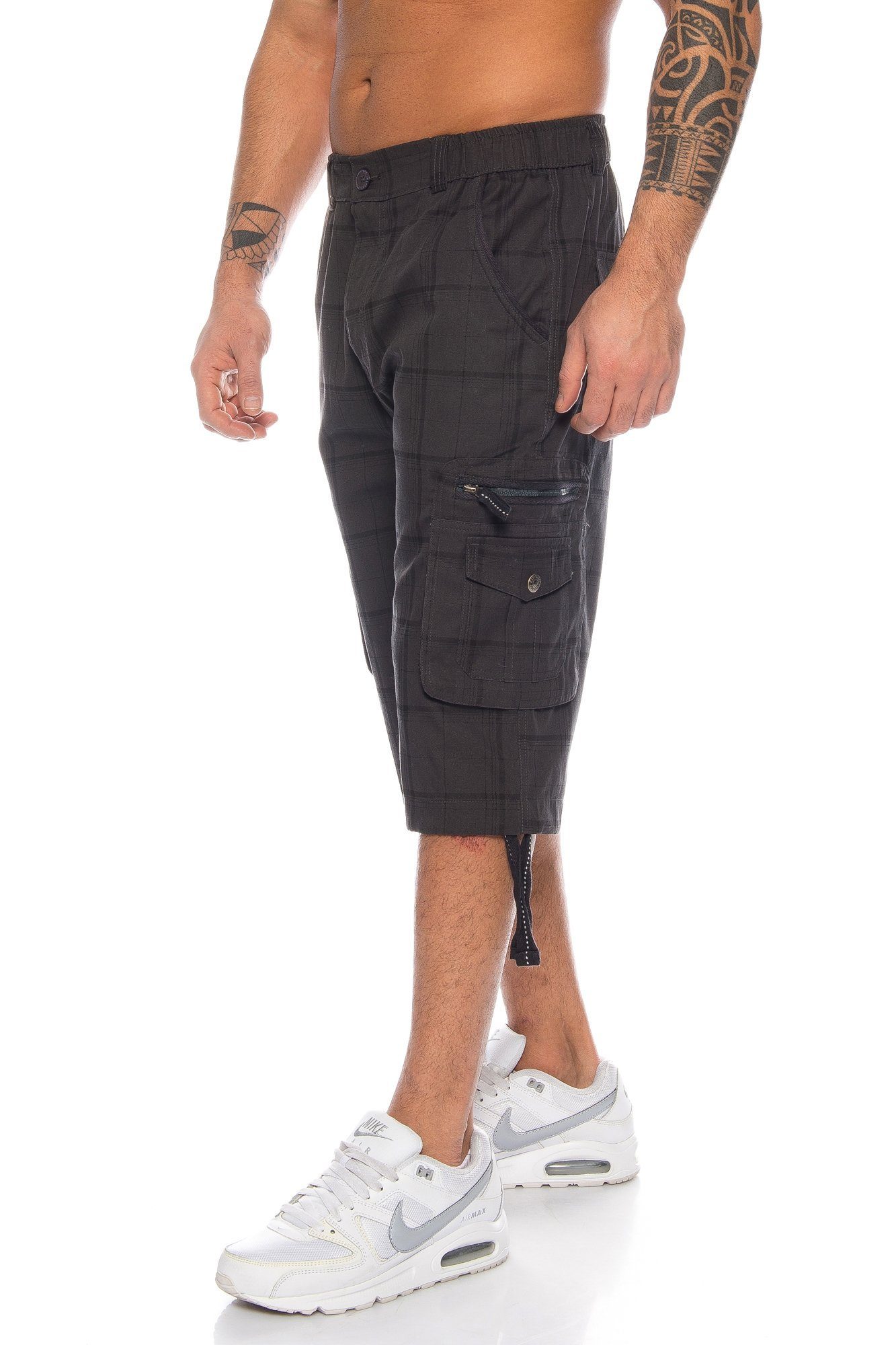 Kendindza Collection Cargoshorts 3/4 Bermuda Shorts Herren, Kurze Hose Herren, Cargobermuda Taschen Kopf und Reißverschluss Cargohose