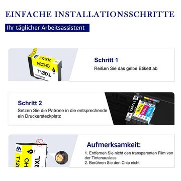 MOOHO Ersatz für T1295 T1291 T1292 T1293 T1294 5er-pack Tintenpatrone (Epson 129XL 129 XL Workforce WF3520 Epson Stylus SX235W SX435W, Epson Stylus Office BX305FW BX535WD BX625FWD BX525WD)