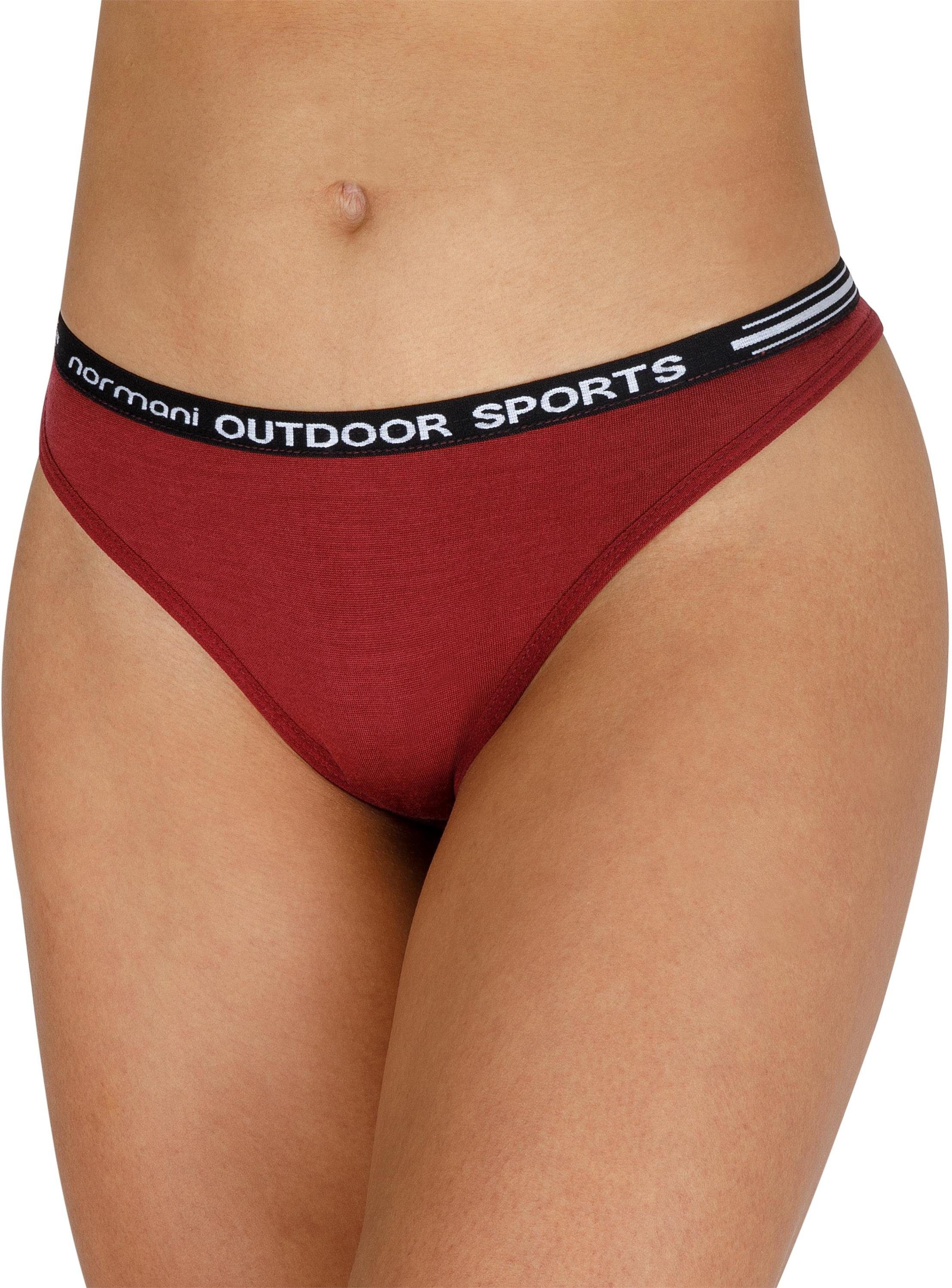 Tanga Tanga 3er Outdoor Sport Merino normani Bio-Merinowolle „Dubbo“ (1-St) - Rot Pack 100% Unterhose Damen String Merinounterwäsche