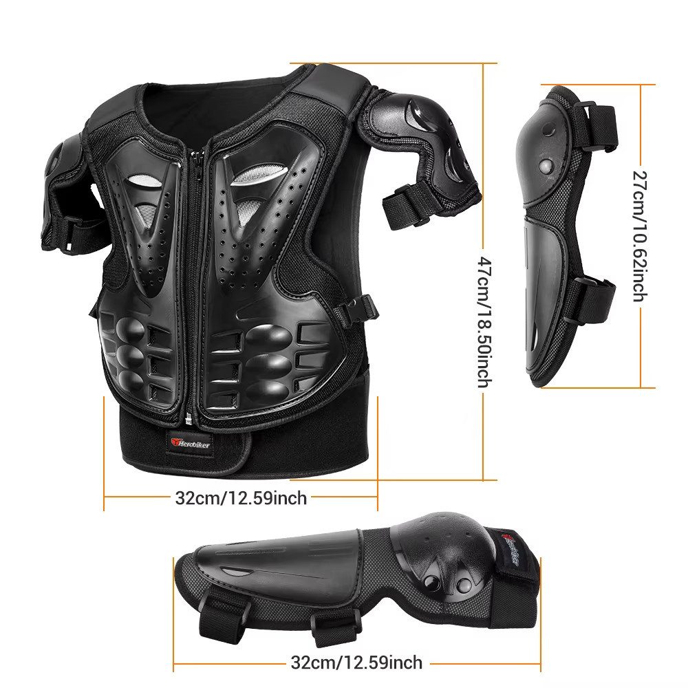 Athlix Motorradweste Kinder Motorrad-Schutzweste & Schoner Schutzbekleidung Kompaktes und leichtes Set, Weiche Innenseite mit EVA-Schaum – Bild 2 von 5