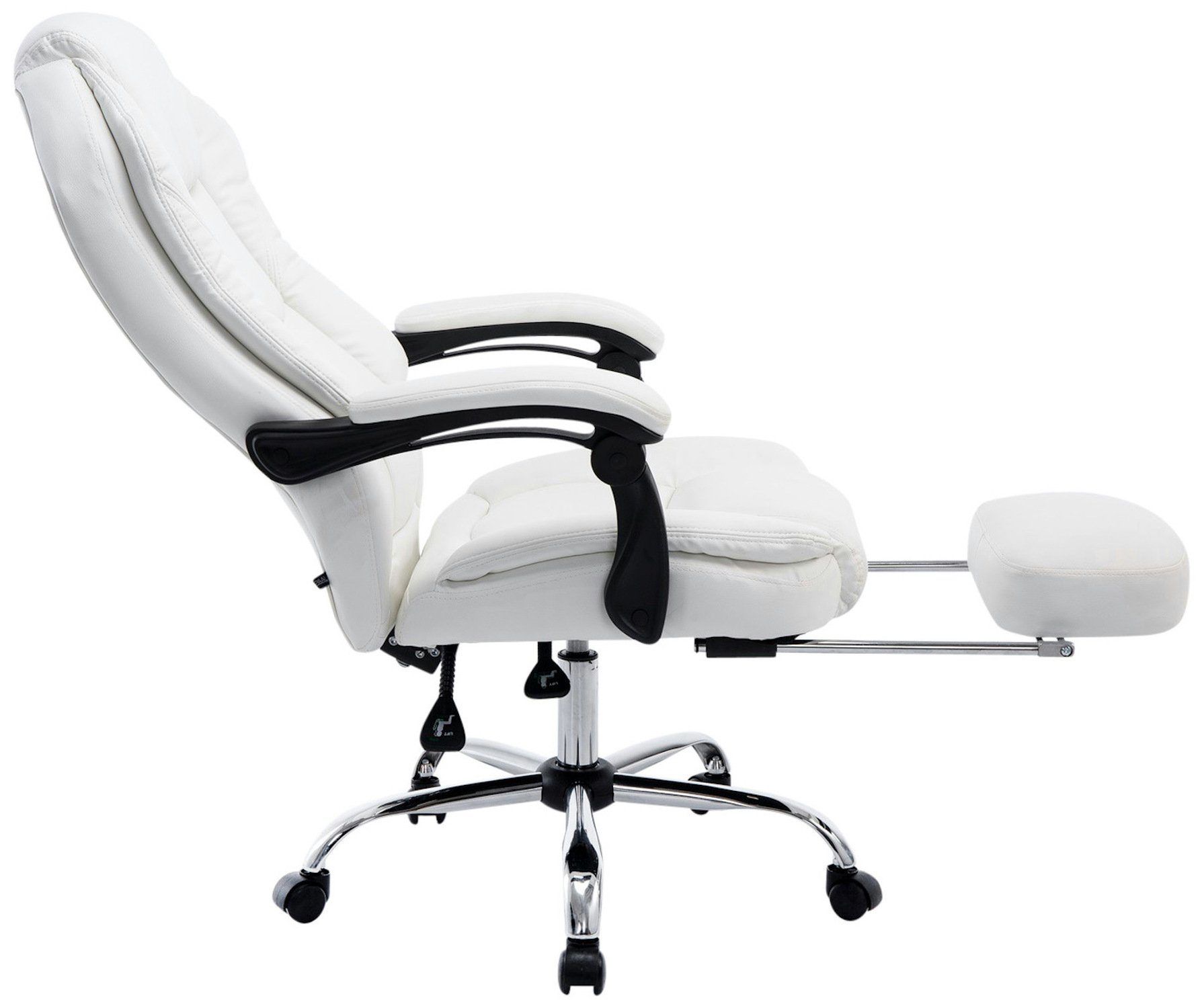 TPFLiving Bürostuhl Castan - chrom weiß 360° Drehstuhl, (Schreibtischstuhl, und Kunstleder Bürostuhl Sitzfläche: - Rückenlehne höhenverstellbar Gestell: Metall XXL), bequemer drehbar mit Chefsessel