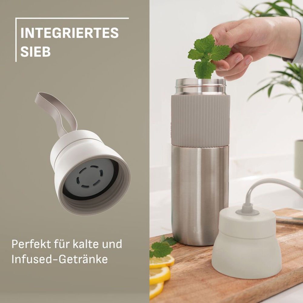 Emsa Isolierflasche beYou Twist, mit integriertem Sieb und Trageband, 100% dicht, spülmaschinengeeignet