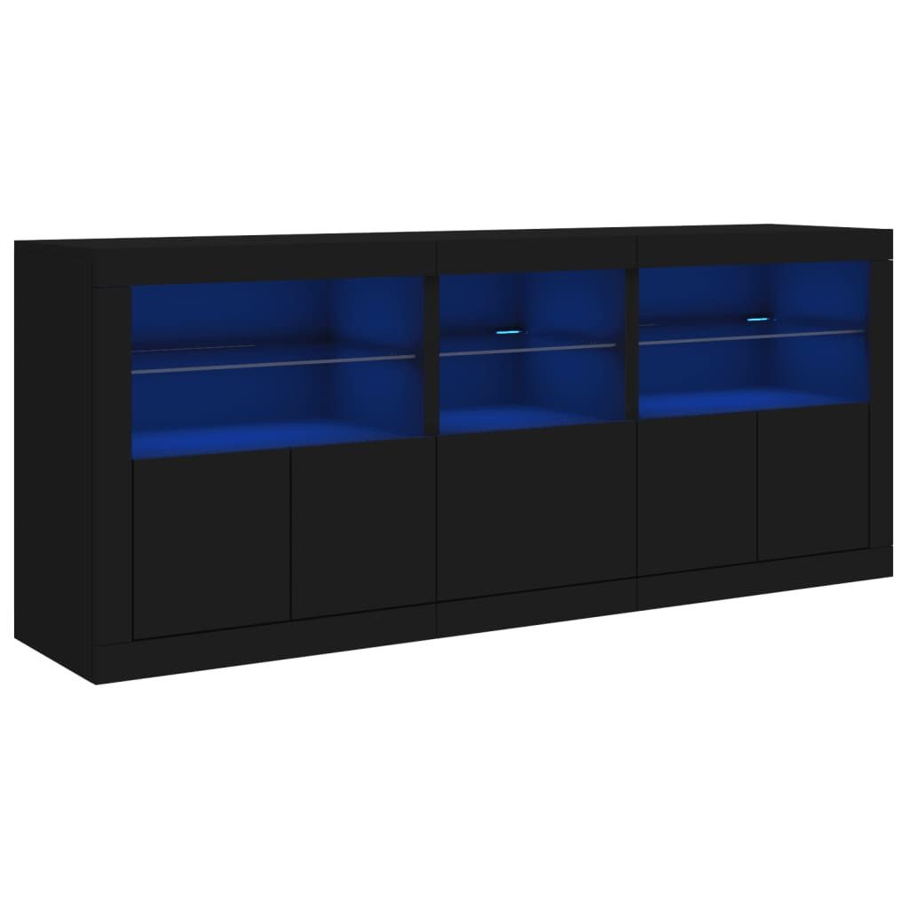 vidaXL Sideboard Sideboard mit LED-Leuchten Schwarz 162x37x67 cm (1 St) günstig online kaufen
