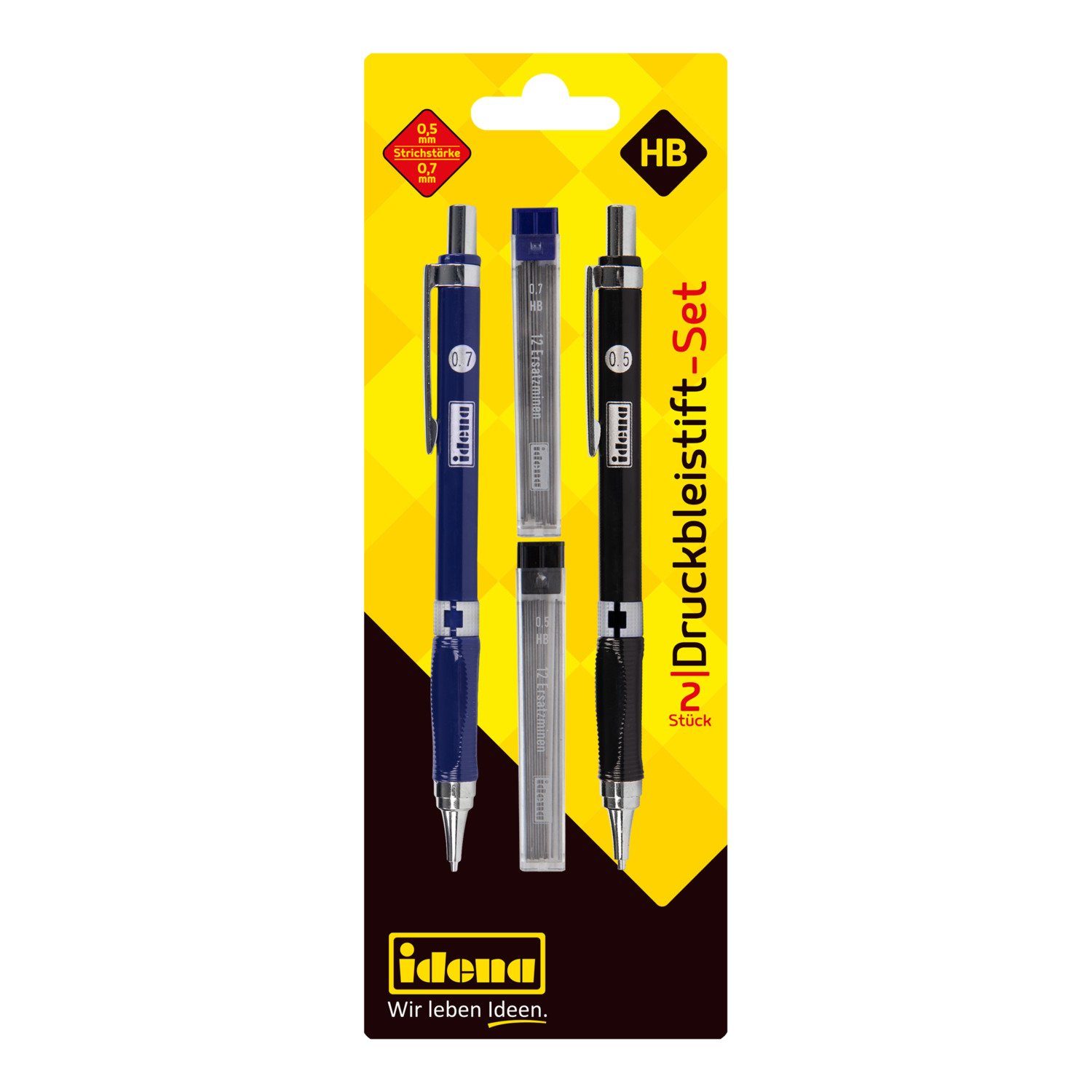 Idena Druckbleistift Idena 12145 - Druckbleistift-Set, 2 Stück, 0,5 und 0,7 mm, mit jeweils
