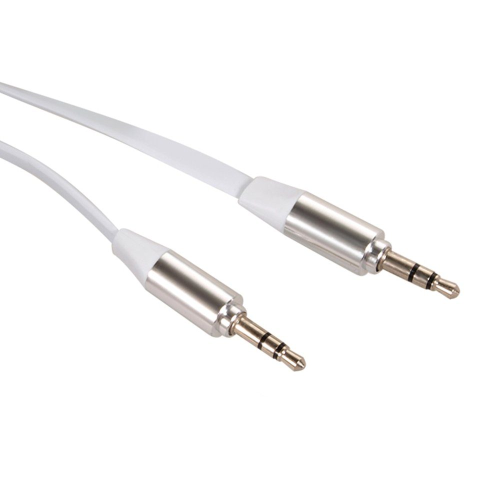 Maclean Audio-Kabel, 3,5-mm-Klinke, (100 cm), für Standard AUX Audio-Anschlüsse; sehr flexibles flaches Kabel-Design