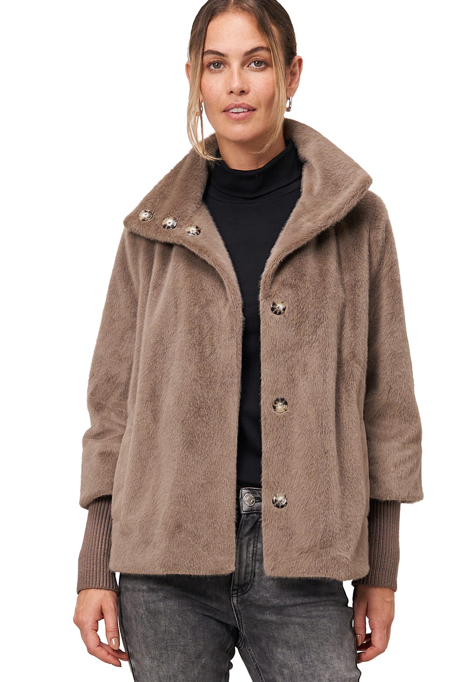Zero Fellimitatjacke Damen Fellimitat-Jacke mit Stehkragen günstig online kaufen