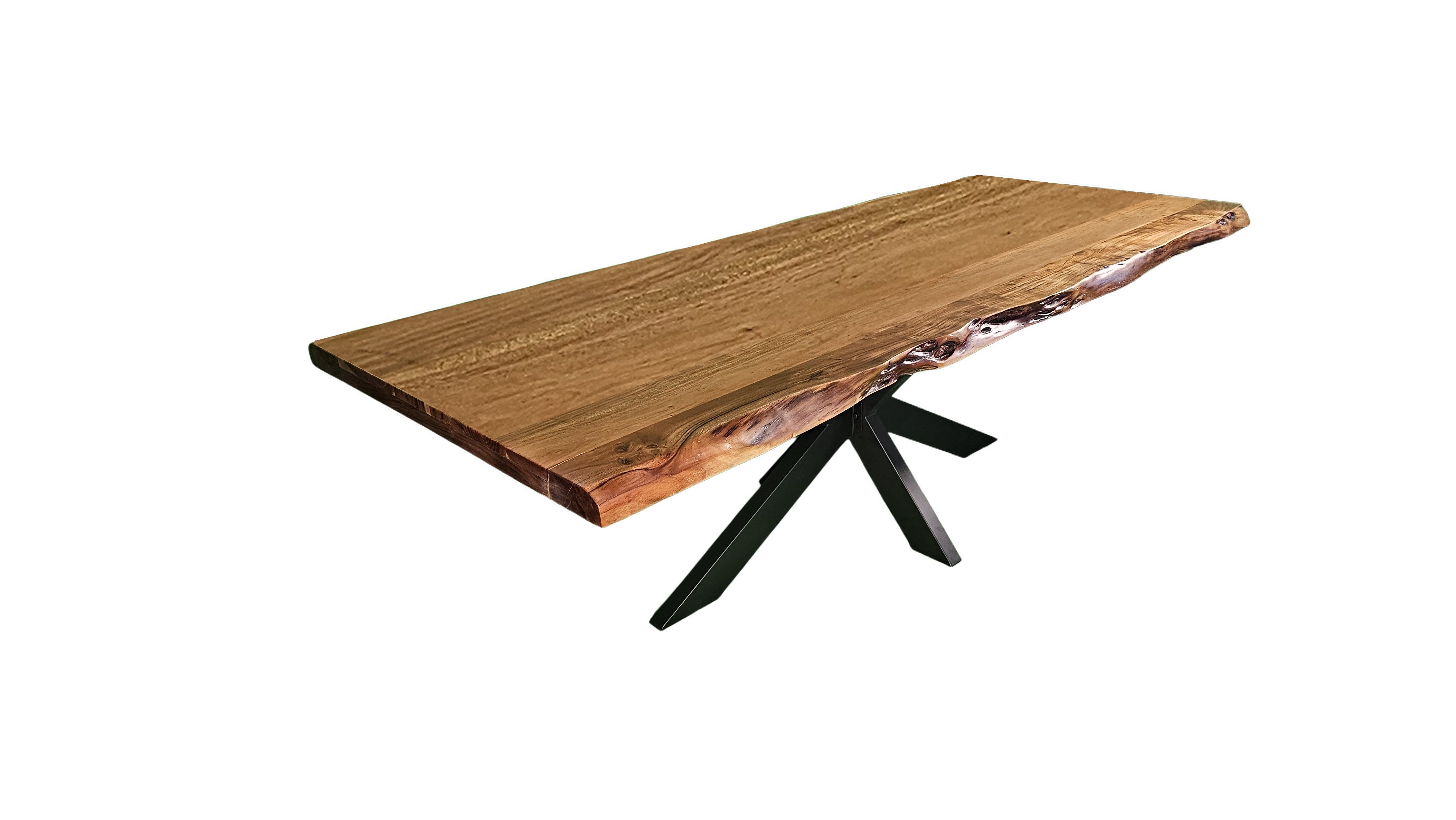 BENEDO MÖBEL Baumkantentisch Akazie massiv mit 5,5 cm Platte & Baumkante – jedes Stück ein Unikat