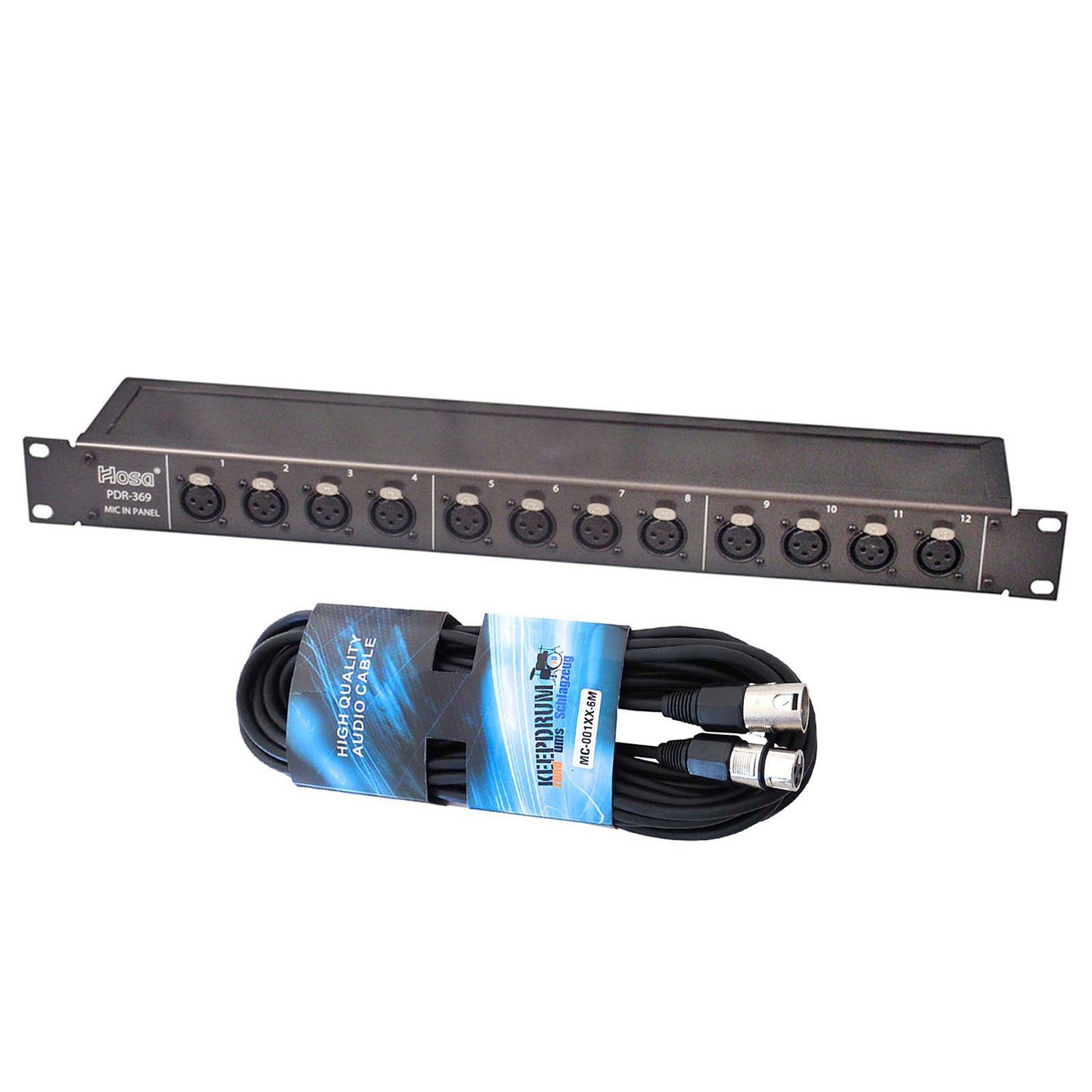 Hosa Audio Hosa PDR-369 Patch Bay mit XLR Kabel Audio-Adapter XLR zu XLR, Vorteils-Set mit Audio-Adapter