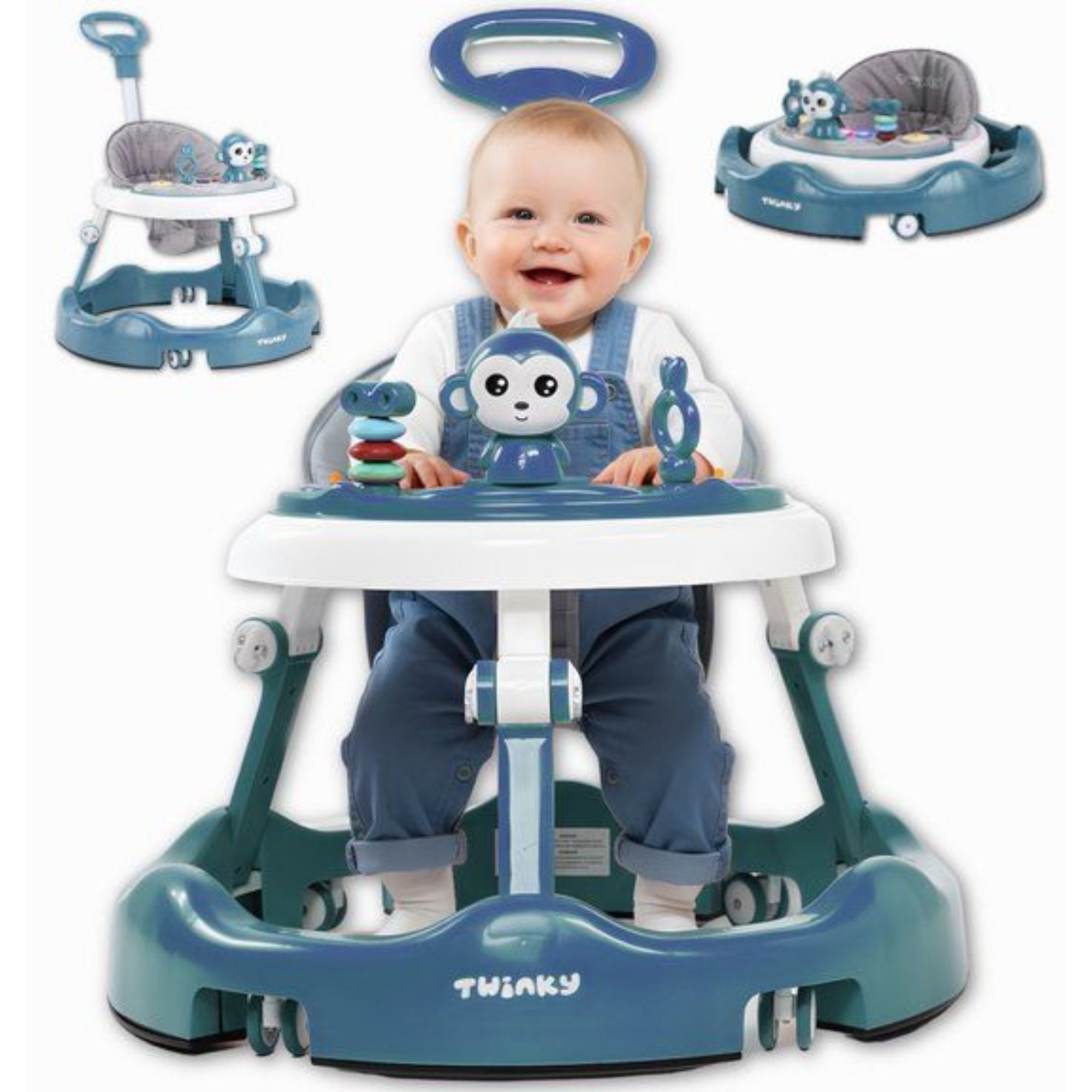TWINKY Babywalker Höhenverstellbarer 4 in 1 Lauflernhilfe Lauflernwagen, (Bedienungsanleitung für Babywalker)