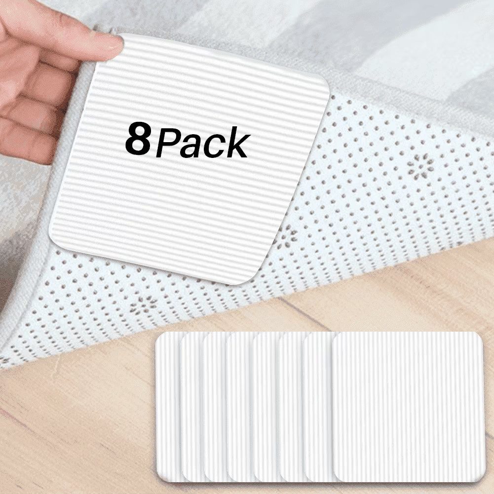 HUGERSTONE Antirutsch Teppichunterlage 10×10 cm Antirutschmatte, Teppich Antirutschunterlage, Teppichstopper, (Set, 8 tlg, Teppichunterlage Rutschfest, Fixierung ohne Rückstände), für Hartholzböden, Teppiche, Matten, Kinderzimmer, Badezimmer, Küche