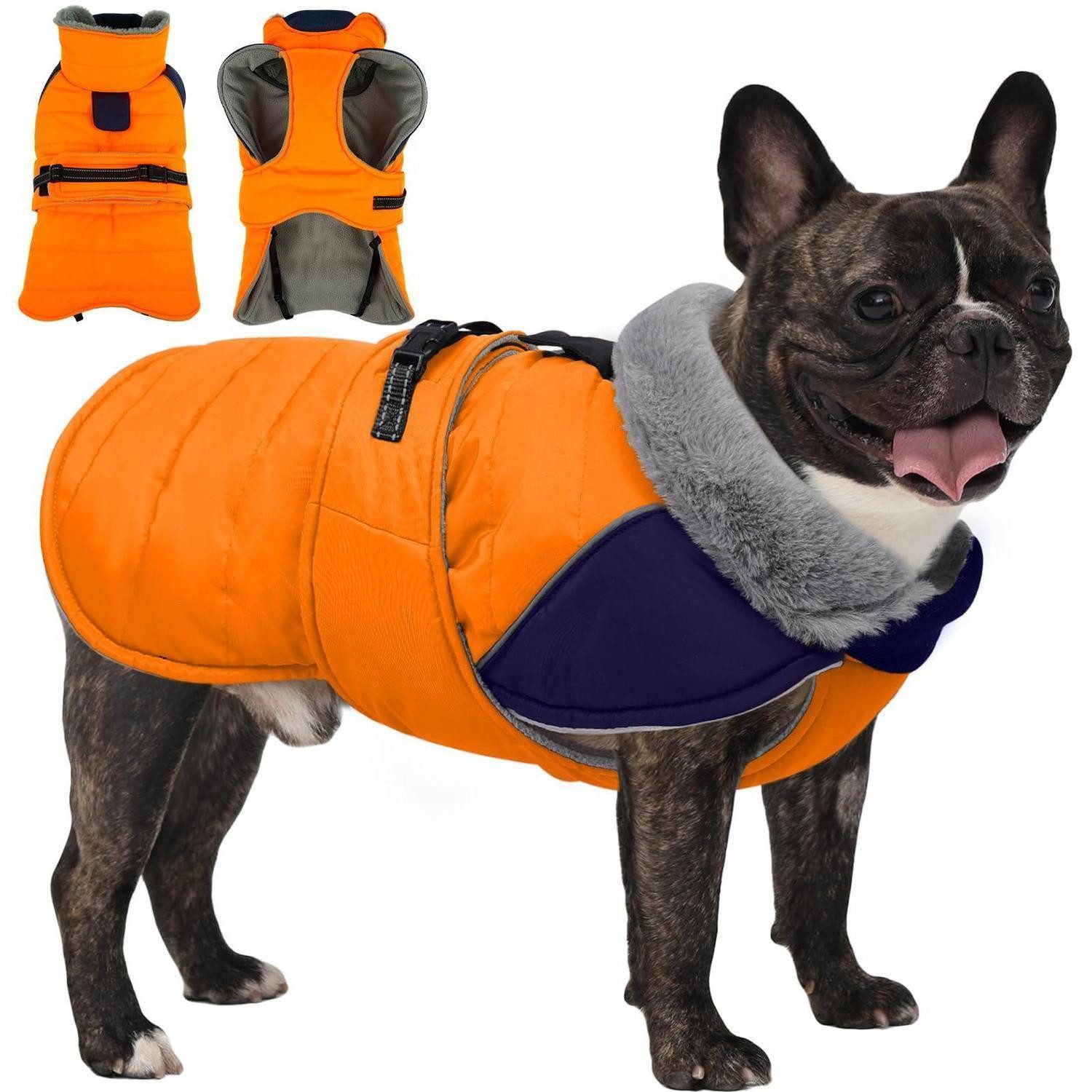 LuxusKollektion Hunderegenmantel Hunde Wintermantel wasserdicht warm Orange M