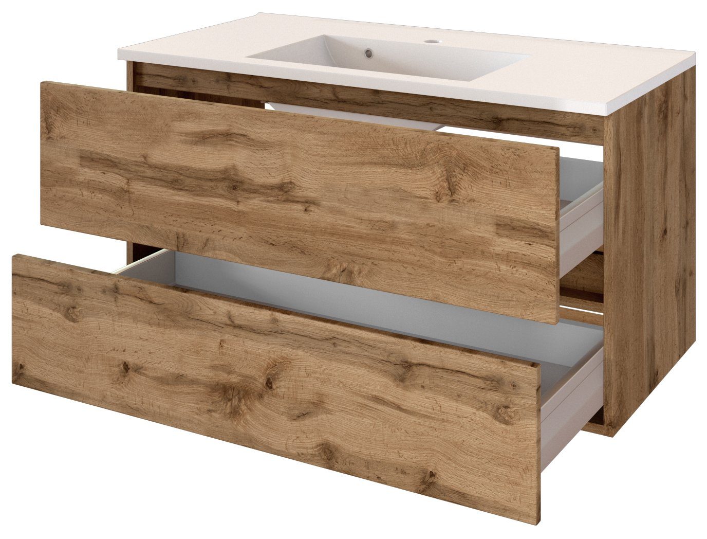 HELD MÖBEL Badmöbel-Set Waschtisch-Set Baabe 100 cm Wotaneiche/Wotaneiche