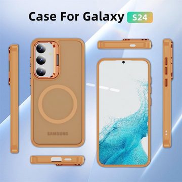 CoolGadget Handyhülle Hybrid Luxury Handy Case für Samsung Galaxy S24 6,2 Zoll, Hülle Massiv Metallständer aufklappbar Schutzhülle für Magsafe Zubehör
