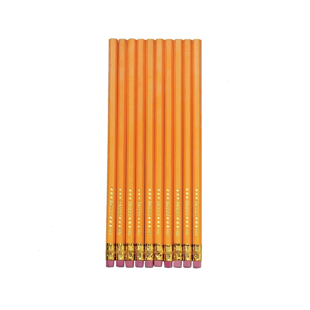 Herlitz Bleistift 10 Bleistifte mit Radierer / Härtegrad: HB