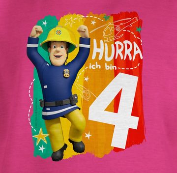 Shirtracer T-Shirt Hurra ich bin Vier - Sam Feuerwehrmann Sam Mädchen