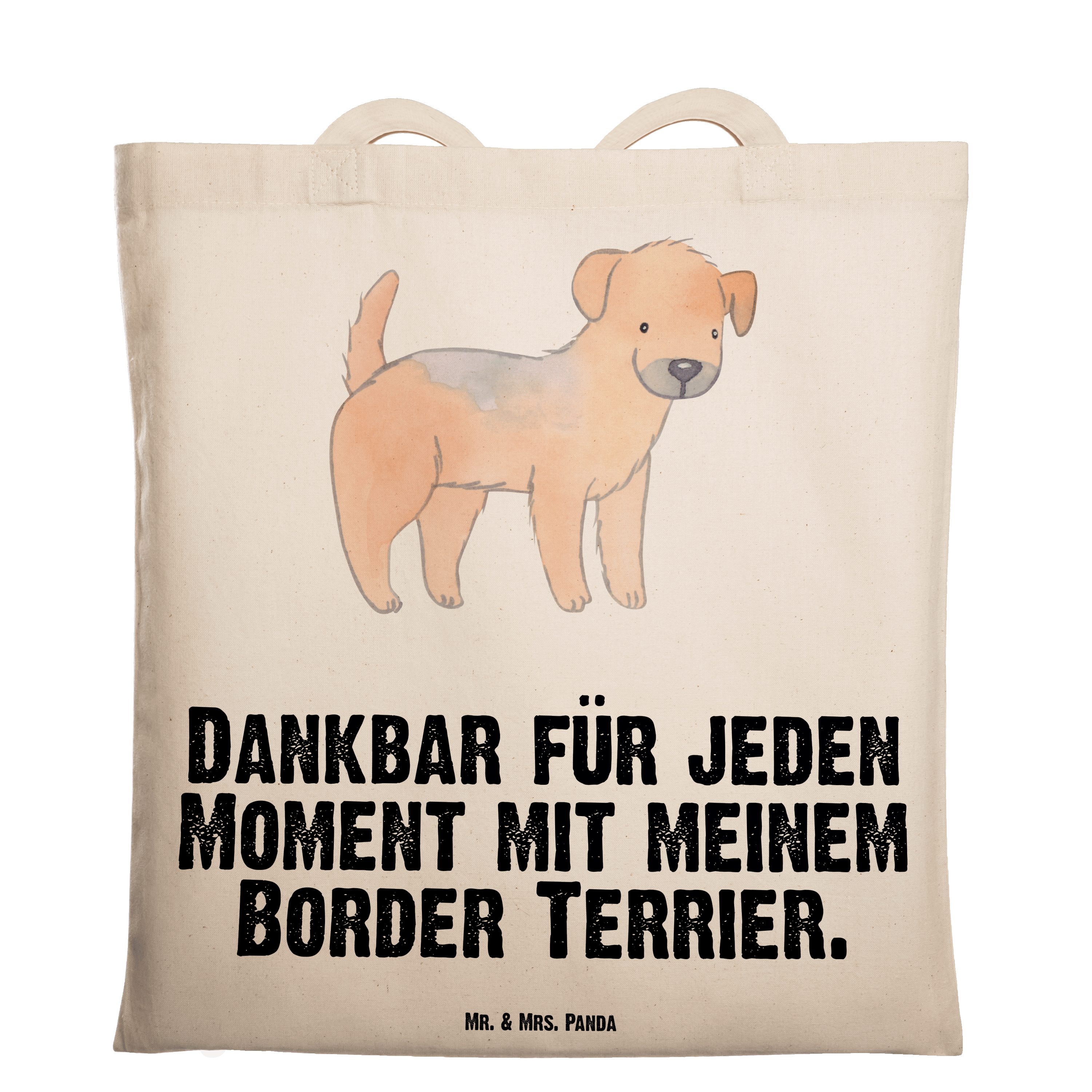 Mr. & Mrs. Panda Tragetasche Border Terrier Moment - Transparent - Geschenk, Schenken, Tierfreund, (1-tlg)