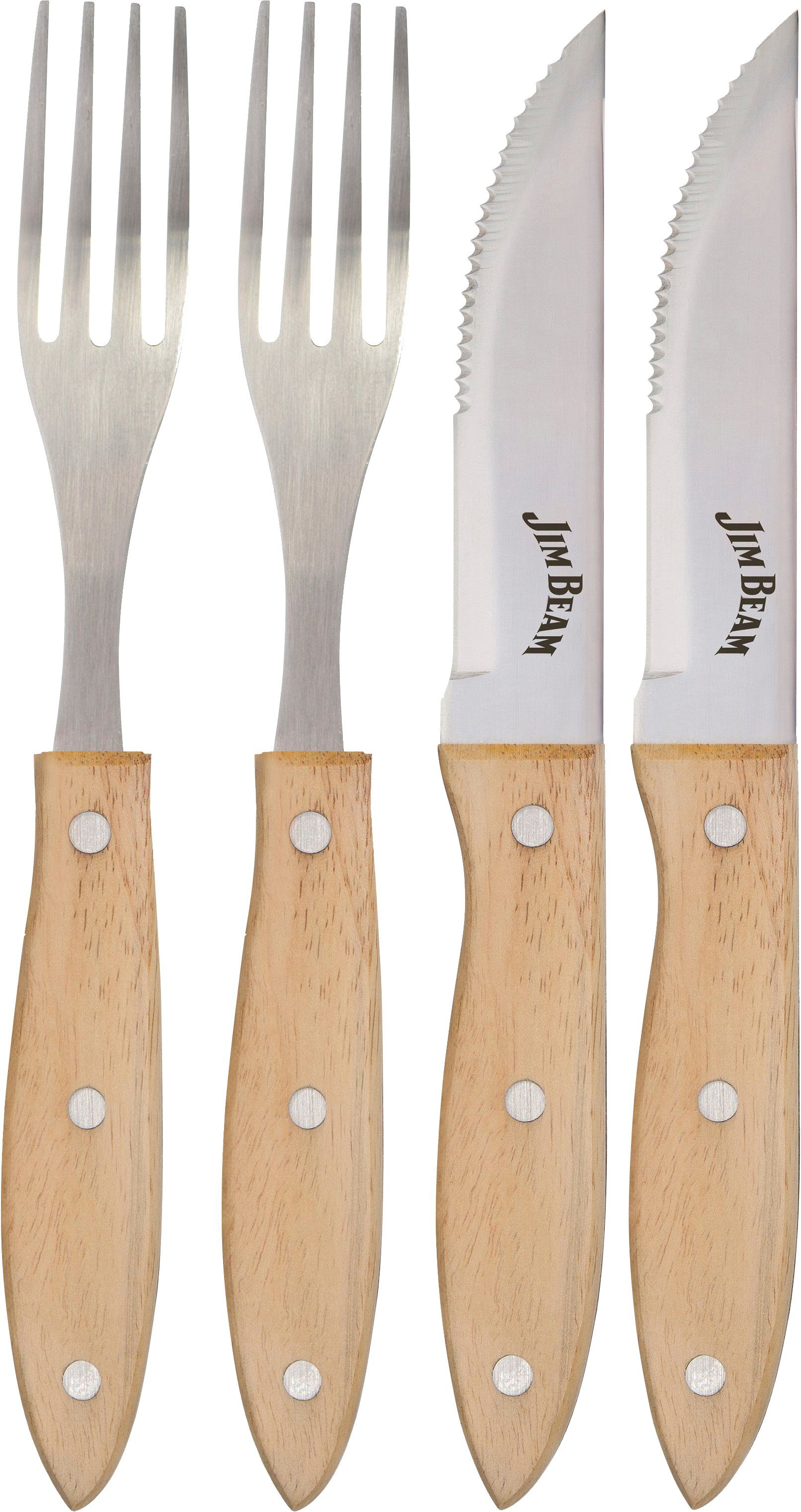 Jim Beam BBQ Steakbesteck Gabel & Messer (4-tlg), 2 Personen, Edelstahl, Set 4-tlg.