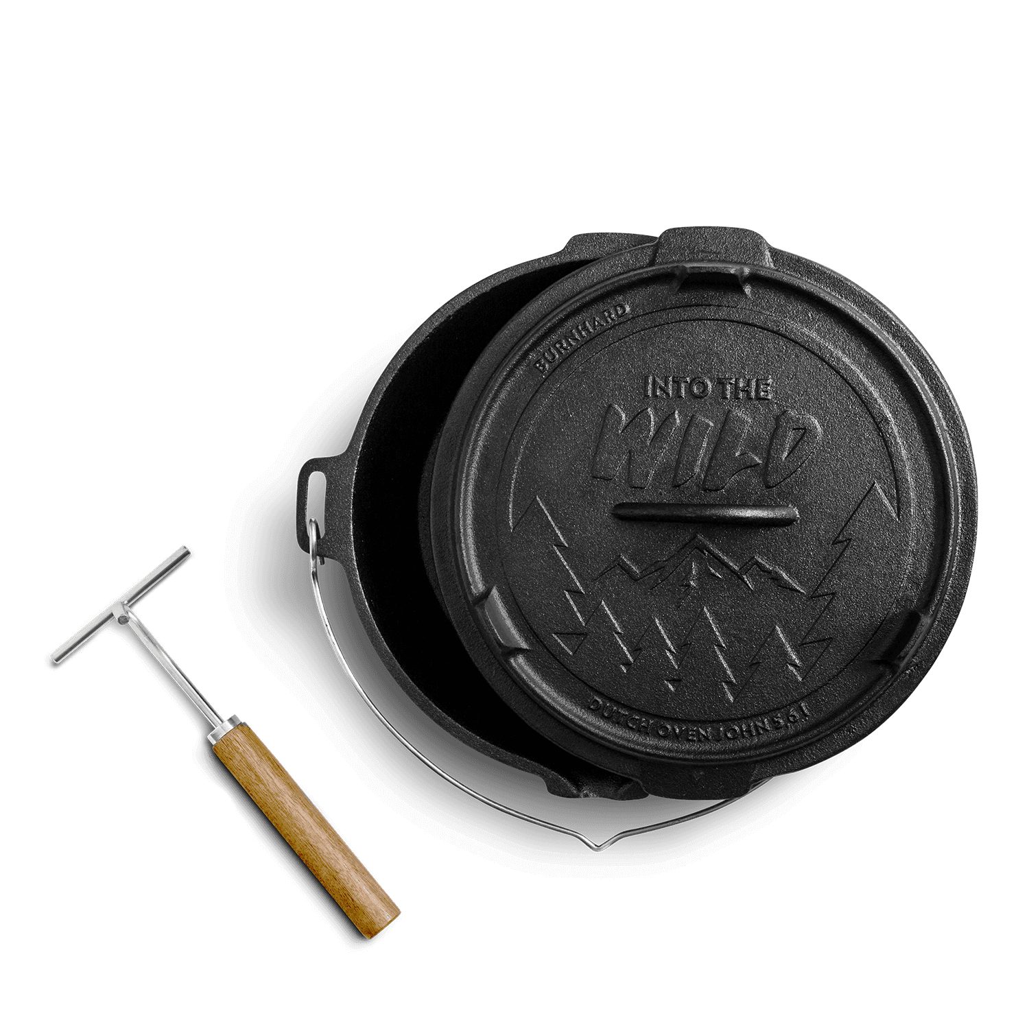 BURNHARD® Grilltopf JOHN, Dutch Oven 5,6 l, inkl. Deckelheber, Gusseisen