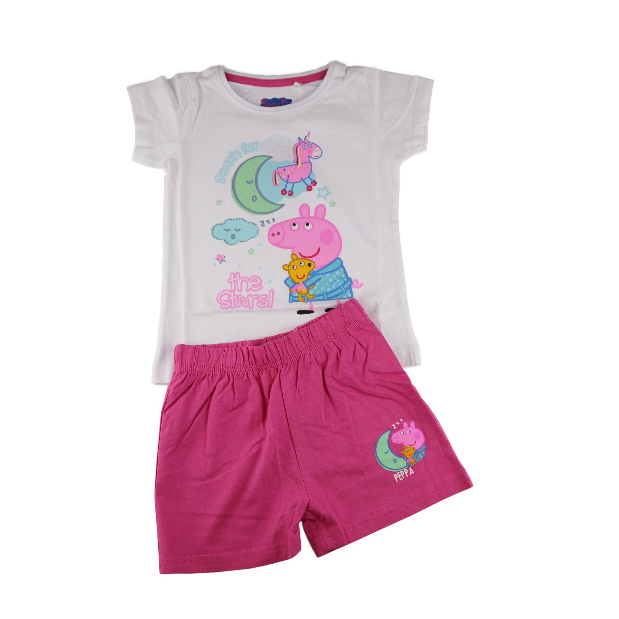 Peppa Pig Kinder Pyjama Schlafanzug 116, Gr. Weiß Wutz Grau 92 Peppa bis Mädchen oder