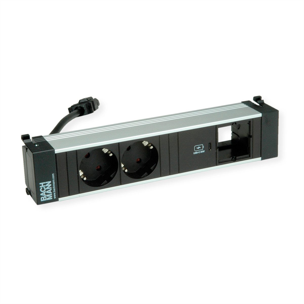 Bachmann POWER FRAME M 2xCEE7/3 Einbau-Tischsteckdosenleiste (Kabellänge 0.2 m), 1xUSB C 30W 1xCM 0,2m GST18, 916.507