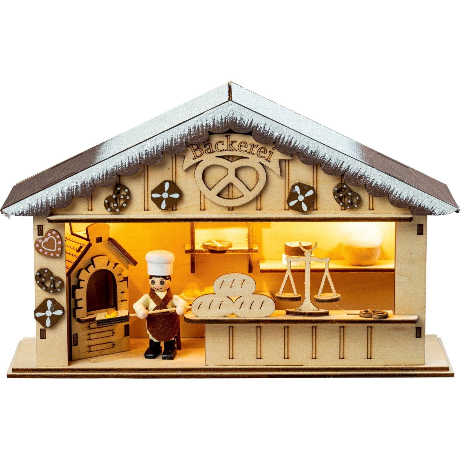 HGD Holz-Glas-Design Weihnachtsfigur LED Weihnachtshaus Weihnachtsbäckerei (Stück, 1 St)