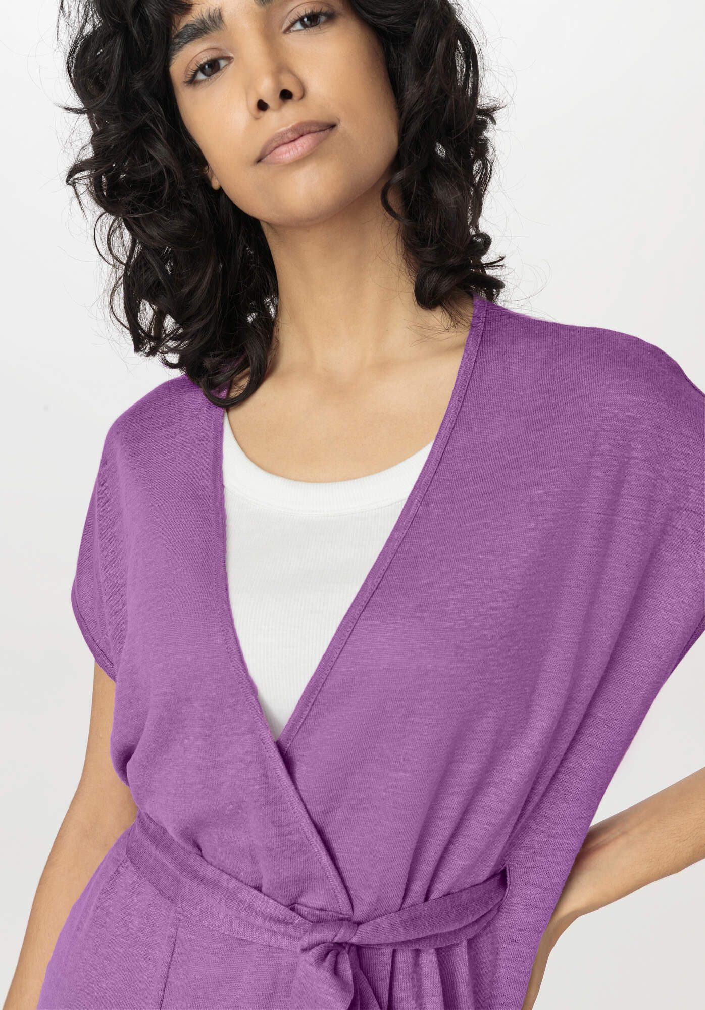 Hessnatur Jerseykleid Midi Relaxed aus reinem Leinen (1-tlg)