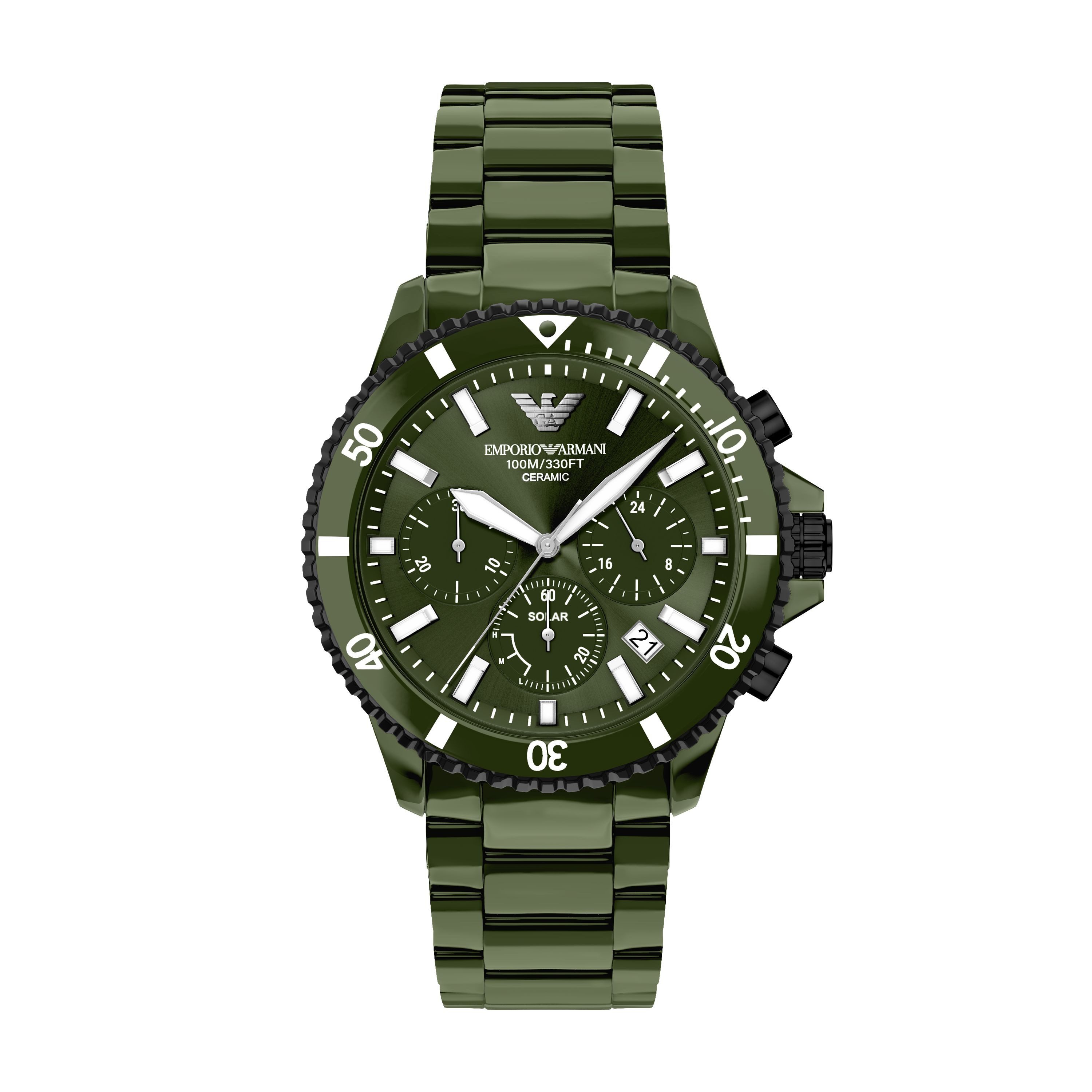 Emporio Armani Chronograph WORLD EXPLORER AR70023, Armbanduhr, Solar, Keramik, analog, Tag, Stoppfunktion
