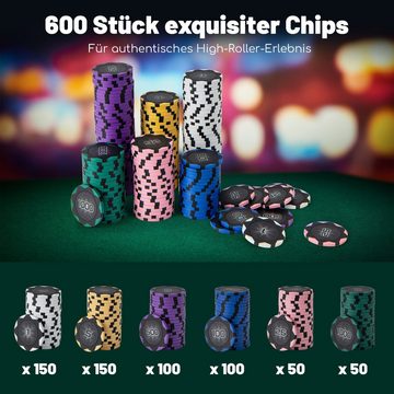 COSTWAY Spiel, Pokerset 600 Chips, Pokerkoffer