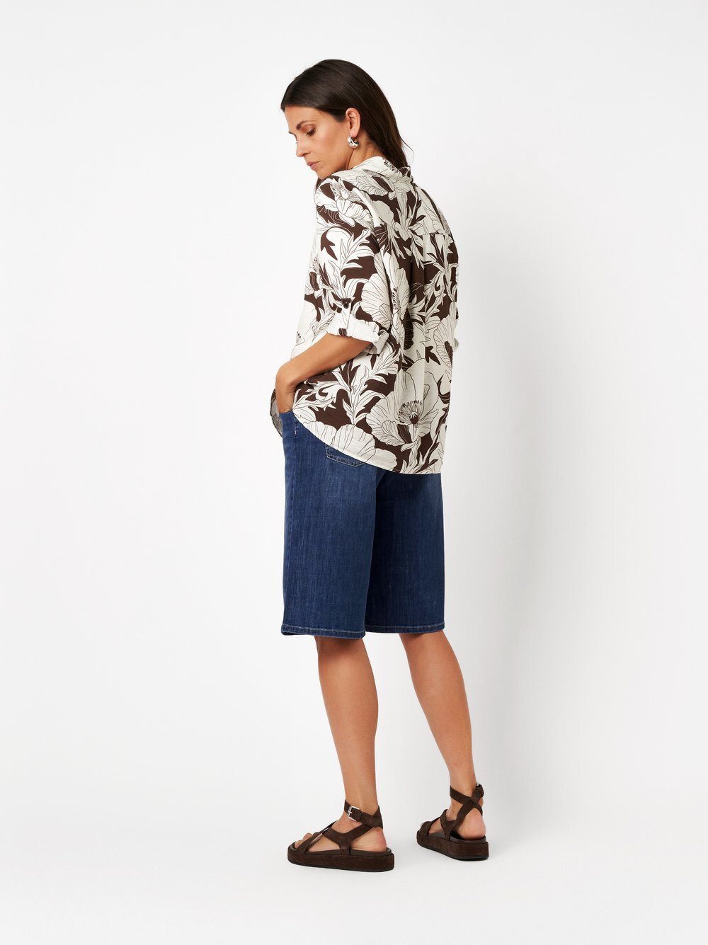 TONI Hemdbluse Clay mit floralem Print und feiner Crêpe-Struktur
