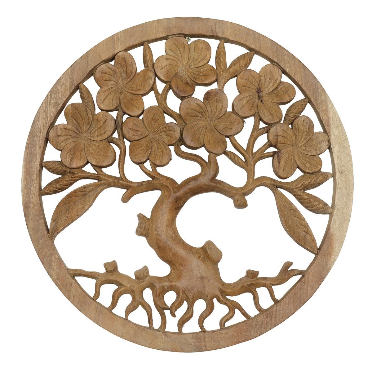 Oriental Galerie Holzbild Mandala Lebensbaum Wandbild Holz Natur 40 cm, Lebensbaum (1 St), Dekoration zum aufhängen, Schnitzerei, Tree of life