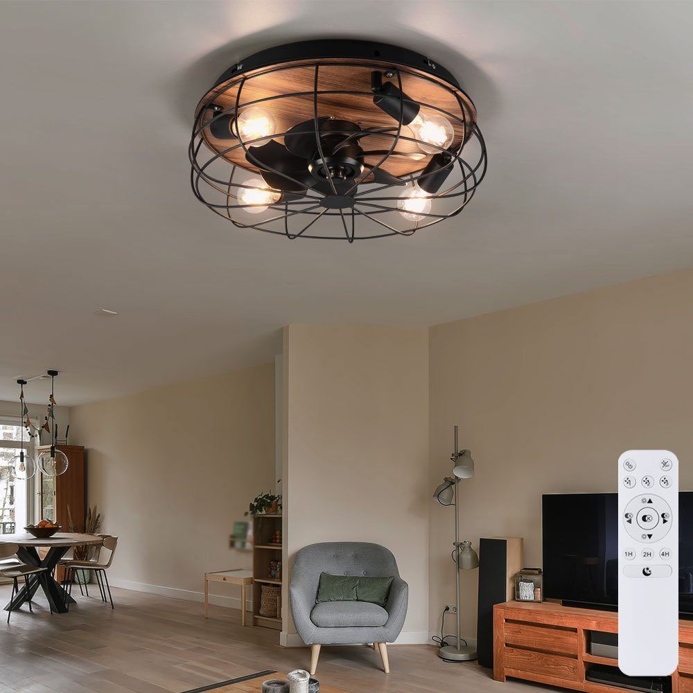 etc-shop Wohnzimmer Decken Deckenlampe Fernbedienung in Ventilator Lüfter Deckenventilator, mit