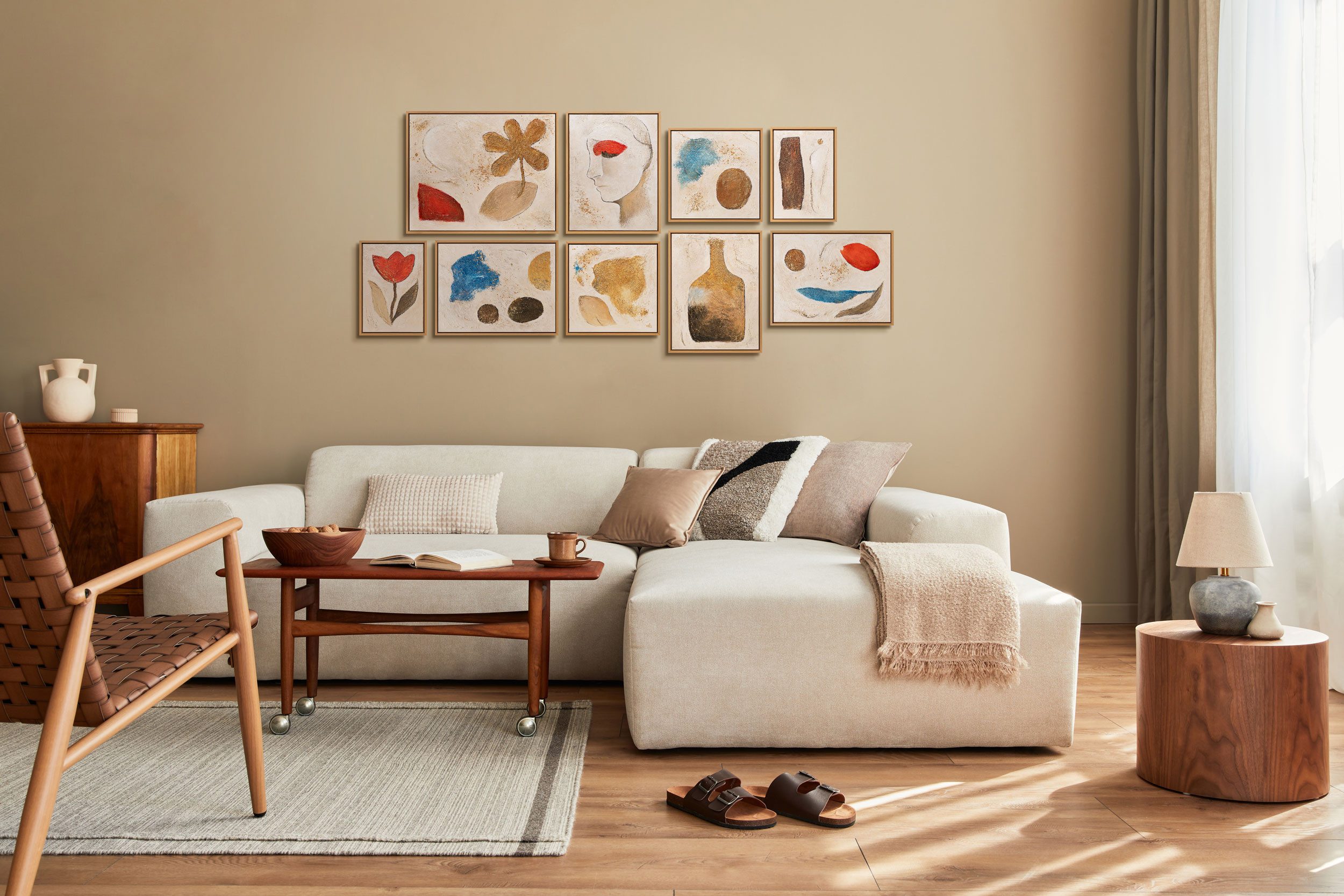 YS-Art Gemälde "Poesie des Tages", Contemporary (Set, 9 St), Modernes Wandbilder Set aus deutscher Kunstwerkstatt – abstrakte Kunst
