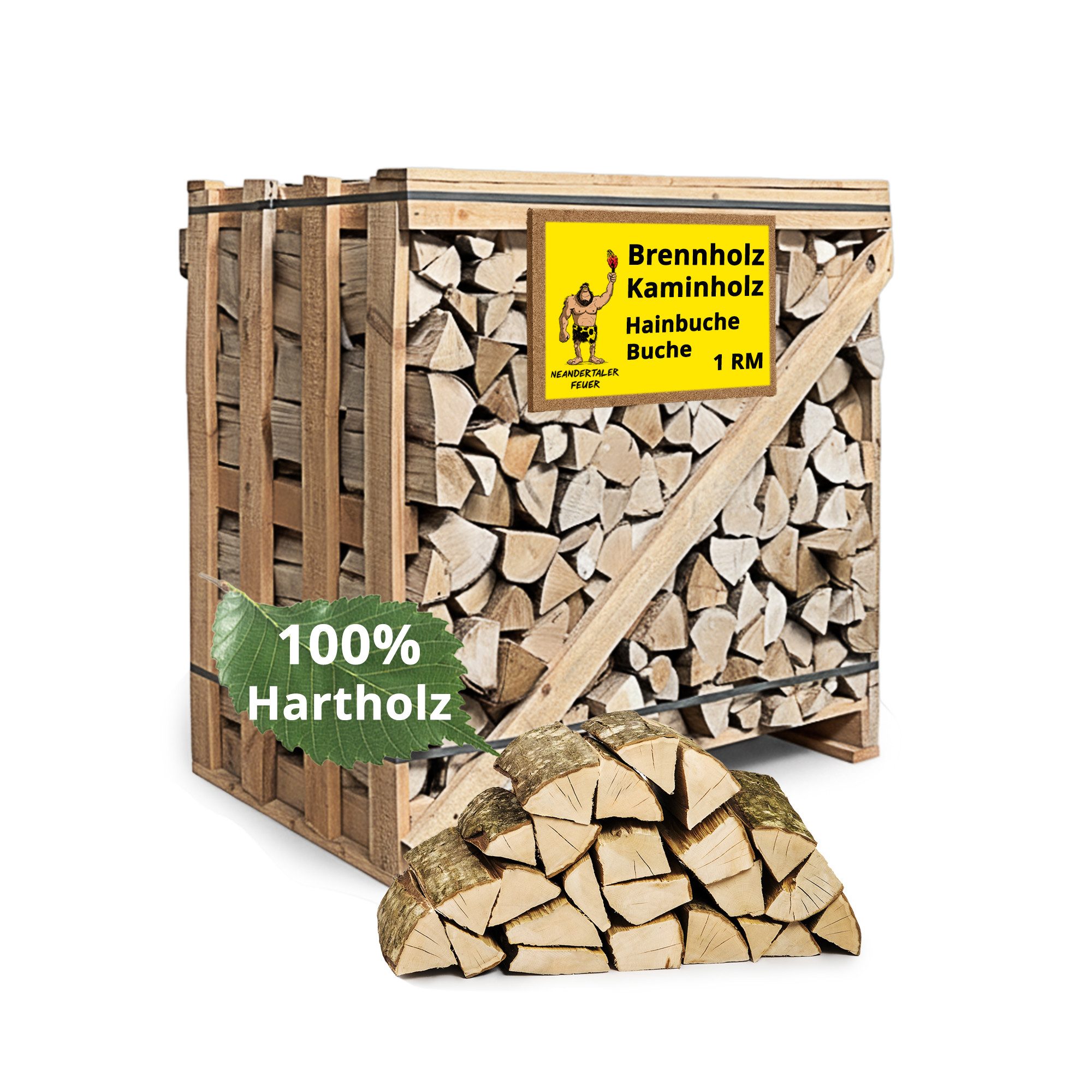 Neandertaler Feuer Kaminholz Brennholz Buche Hartholz Raummeter Box Palette günstig online kaufen