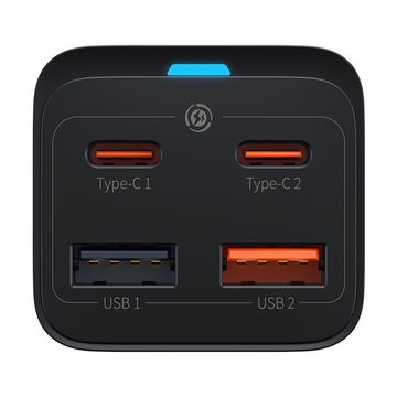 Baseus 65 Watt PD GaN3 Schnellladegerät mit 4-Port-Ladestation USB-Ladegerät (für MacBook Pro/Air, iPhone 13/12 und mehr)