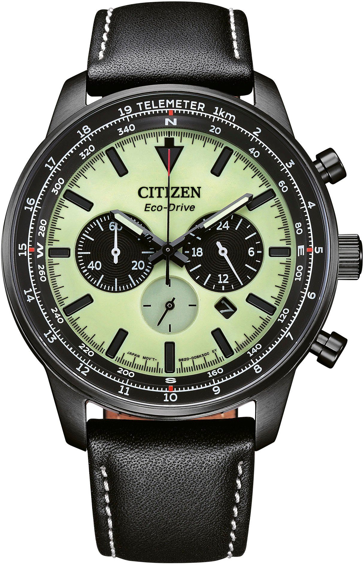 Citizen Chronograph CA4505-21X, Armbanduhr, Herrenuhr, Solar, Stoppfunktion, Lederarmband