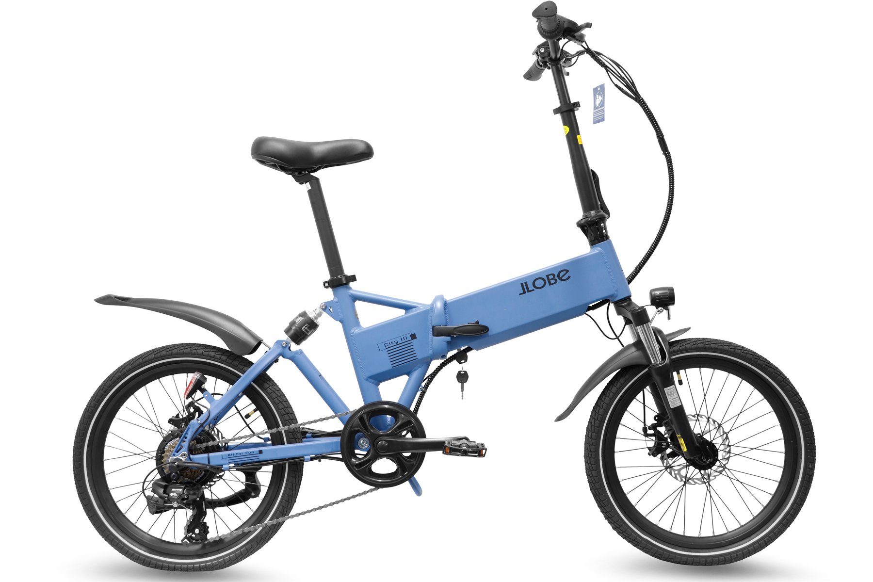 LLobe E-Bike Falt-E-Bike 20" City III blau 10,4 Ah, 7 Gang, Heckmotor, 374,40 Wh Akku