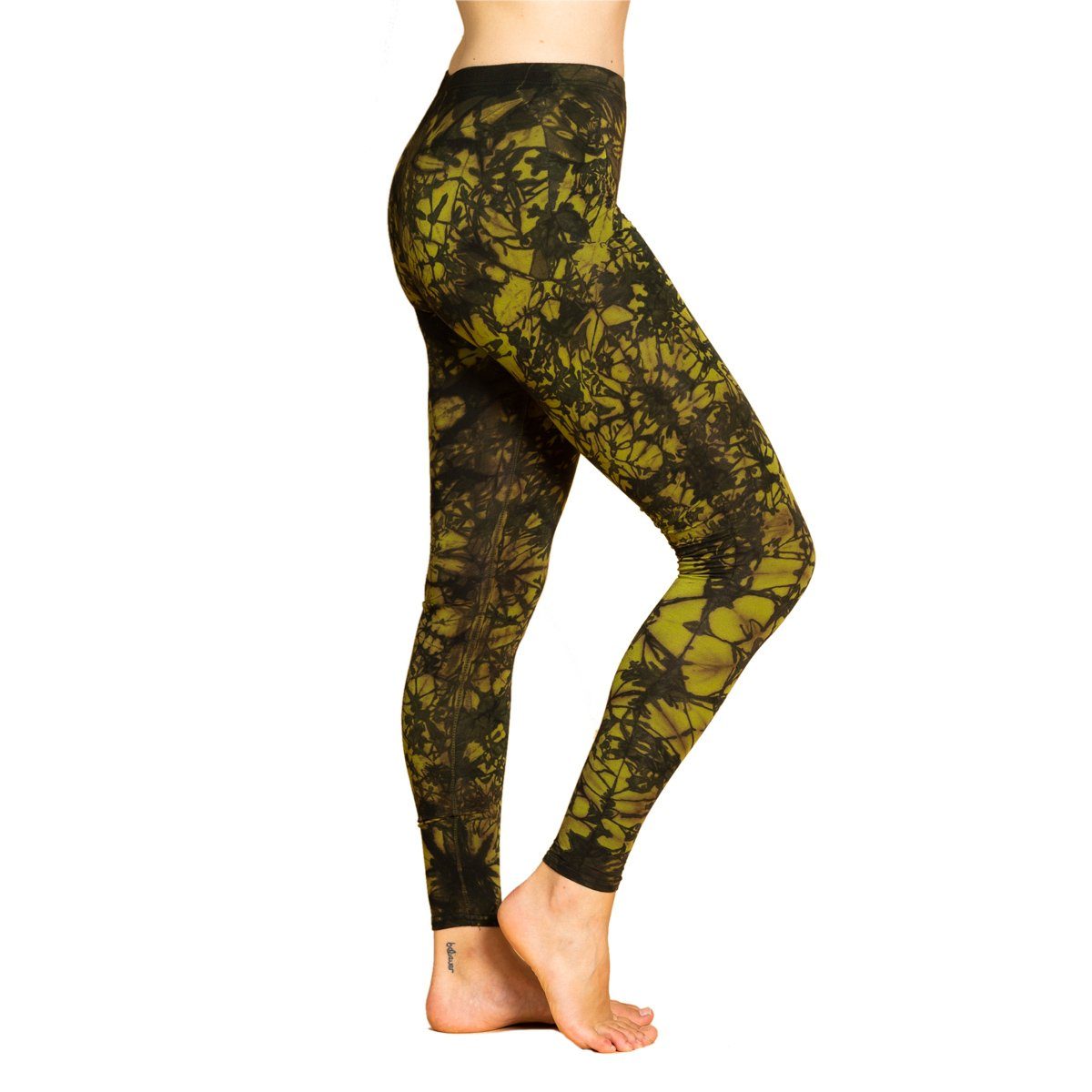 PANASIAM Leggings Unikat 'Dschungel' Sportleggings Hippie Viskose Yogaleggings alternative natürlicher Tiedye Leggings Batik Leggings LF03 Batik lange aus olive