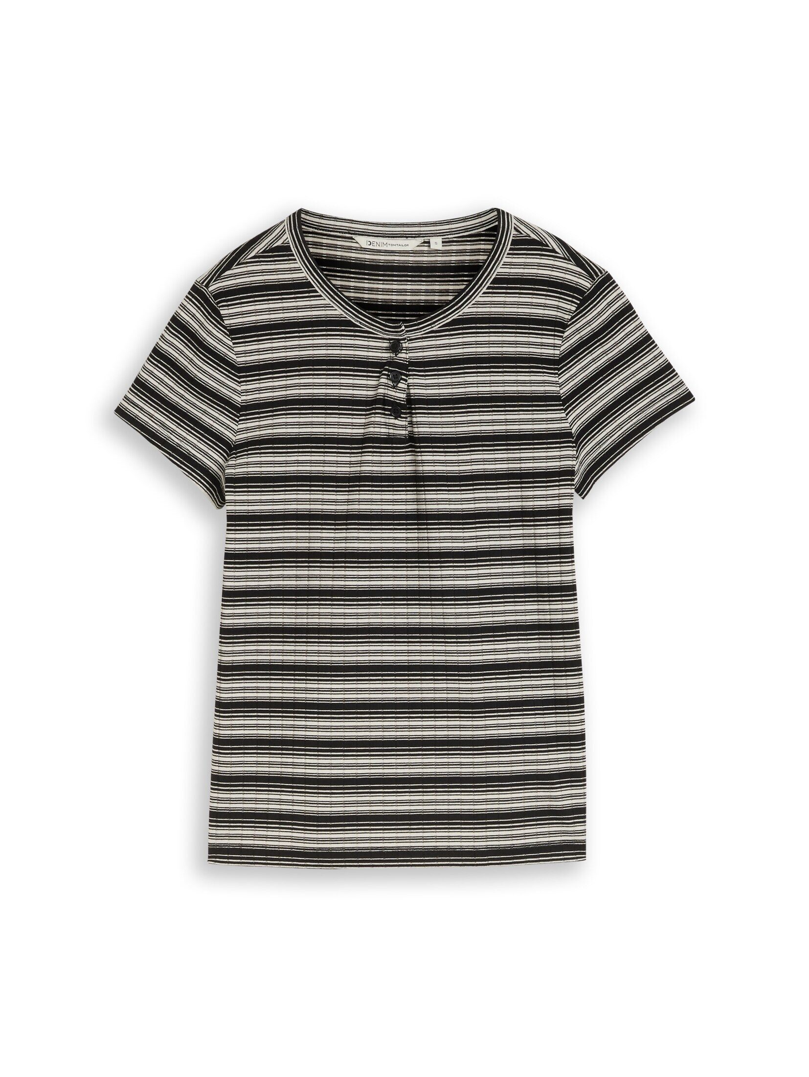 TOM TAILOR Denim T-Shirt T-Shirt Henley T-Shirt mit Streifenmuster