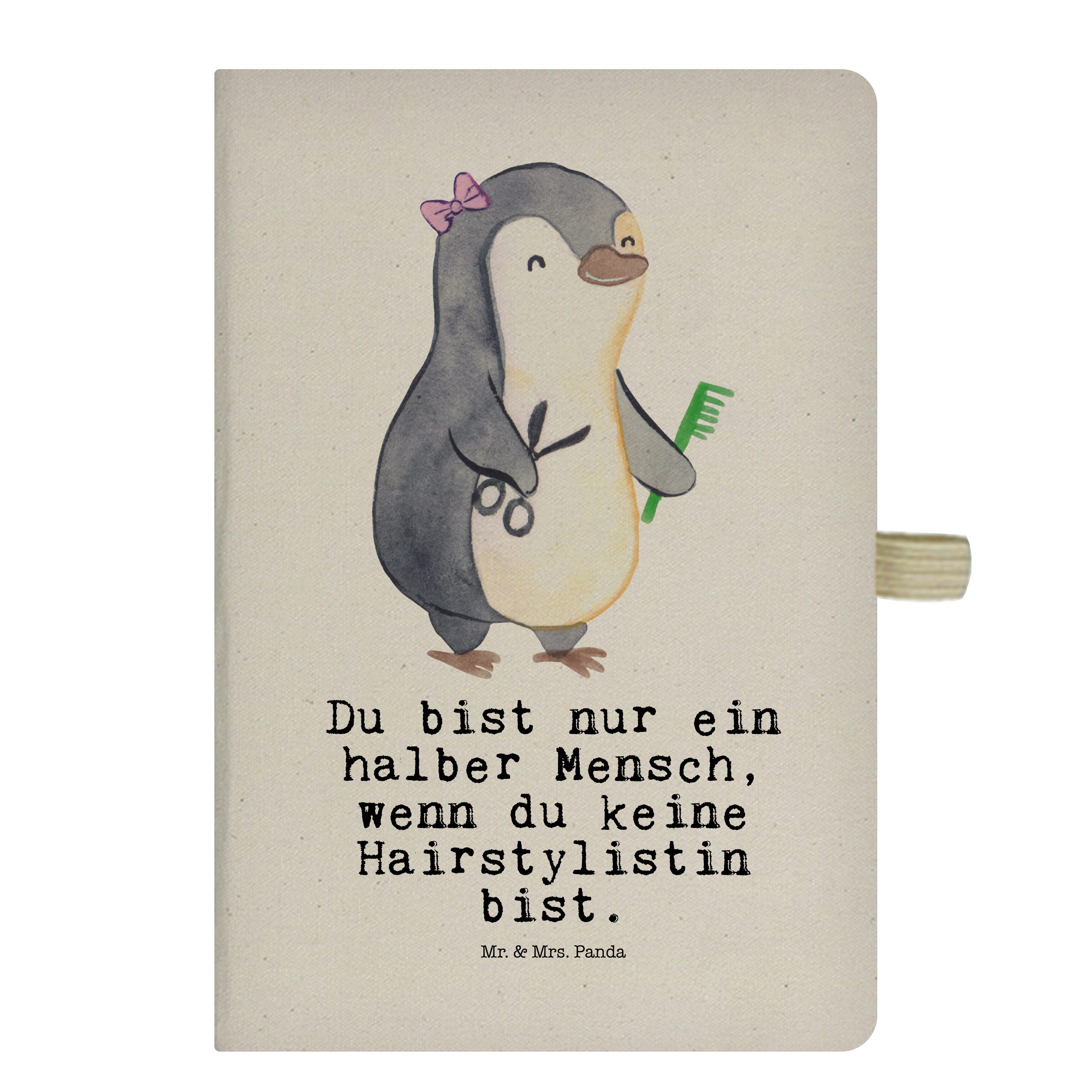 Mr. & Mrs. Panda Notizbuch Hairstylistin Herz, babykleidung body, Transparent, Journal, Notizbuc Mr. & Mrs. Panda