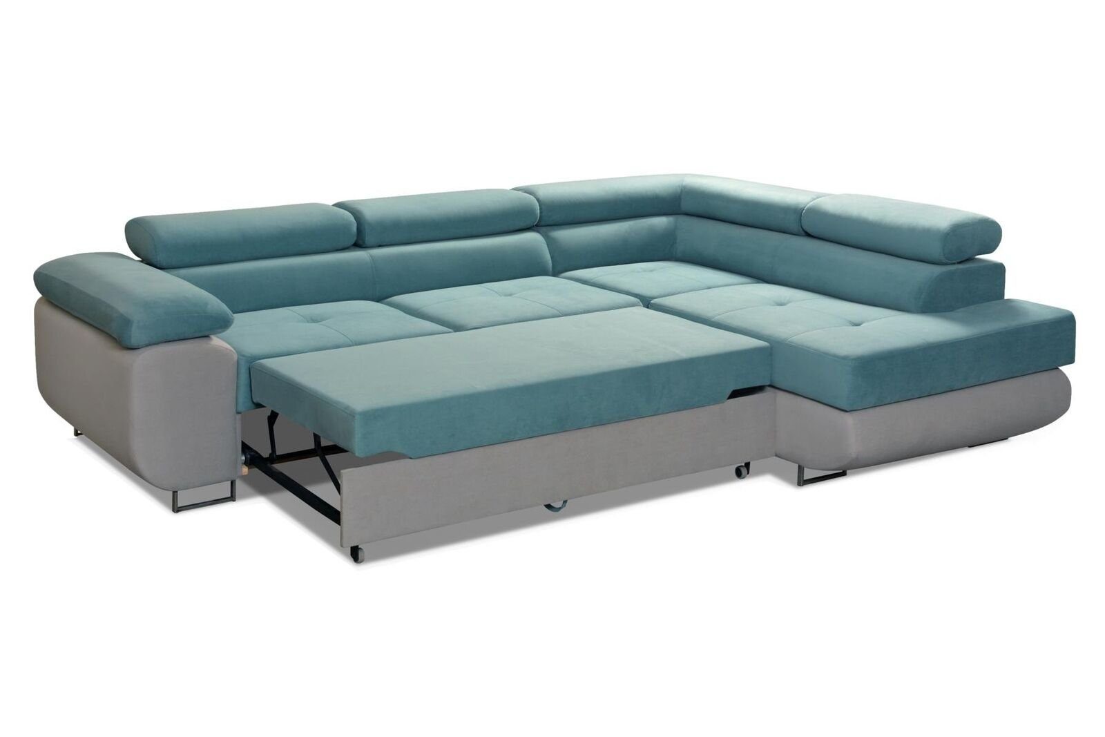 Design Sofa JVmoebel Möbel Form Schlafsofa L Blau/Grau Ecksofa Couch Textilpolster Ecksofa,