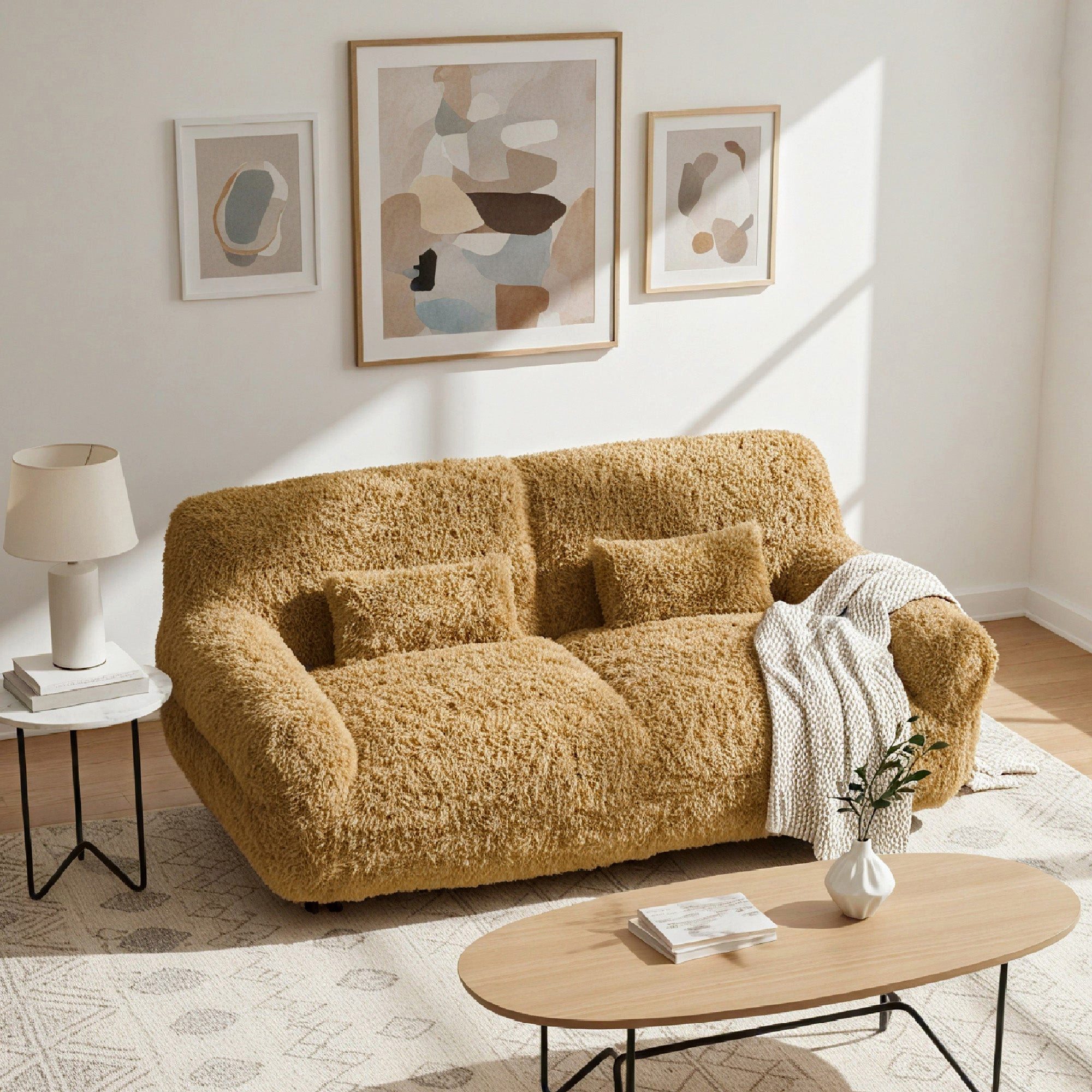 CHITA Sofa 2-Sitzer Sofa, mit Kissen & Decke, Fleece, Vakuum-Kompression, 1 Sofa + 2 Kissen +1 Decke, platzsparend, kein Aufbau erforderlich