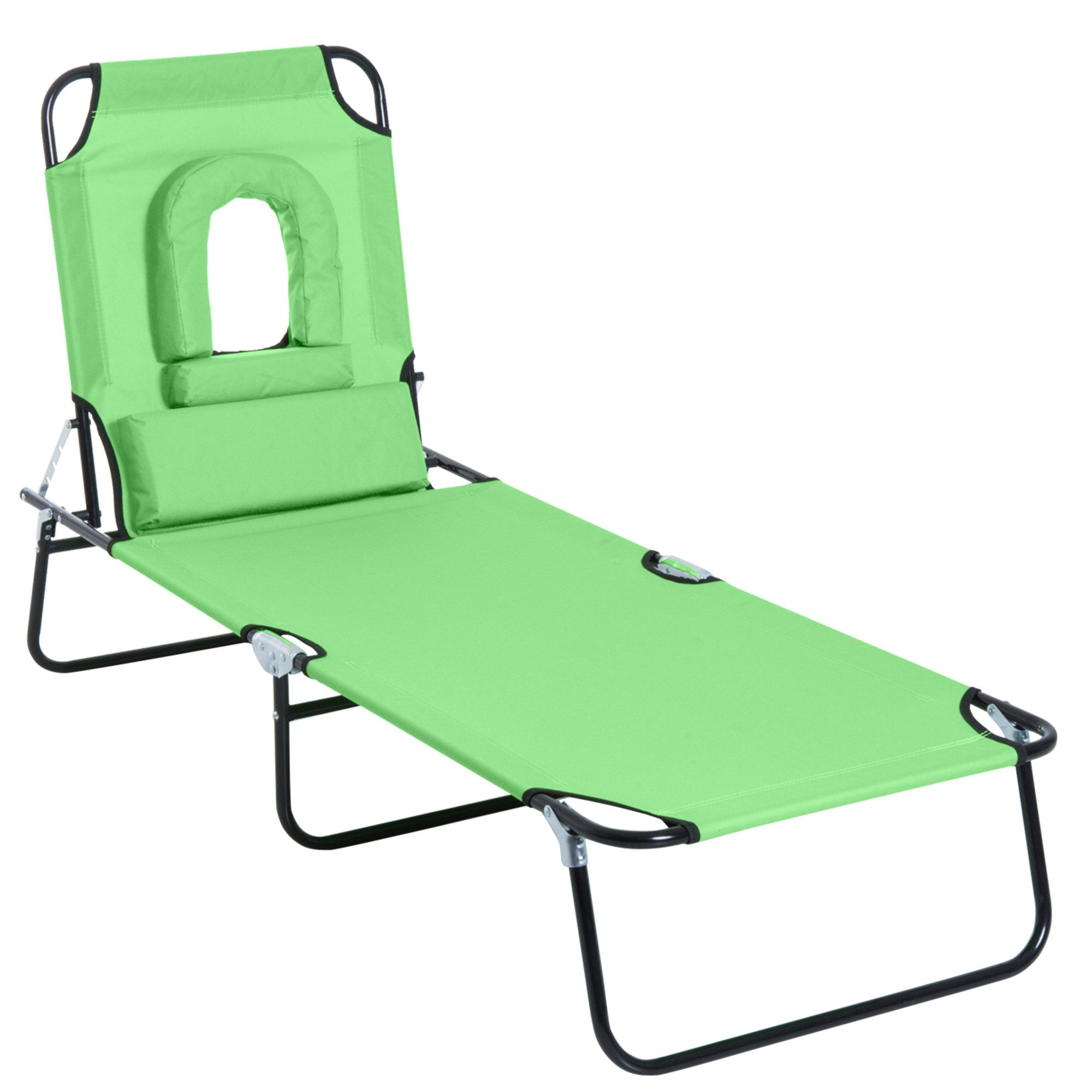 Outsunny Gartenliege mit Lesefenster, Kopfkissen, 4-Fach günstig online kaufen