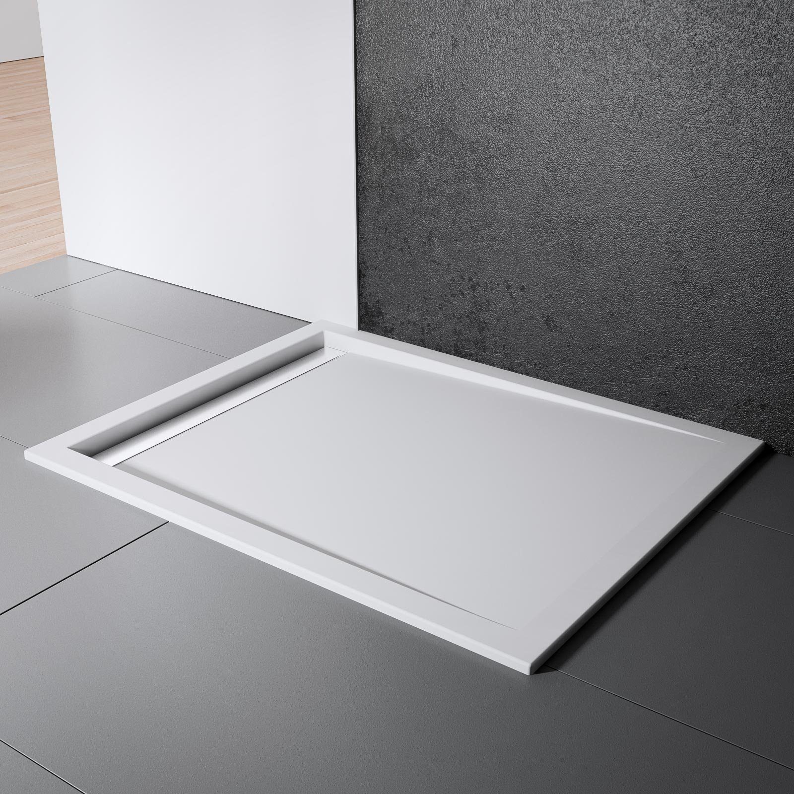 Schulte Duschwanne 90 x 120 cm, rechteckig, Sanitäracryl, Weiß Komplett Set mit Stellfüße und Ablauf
